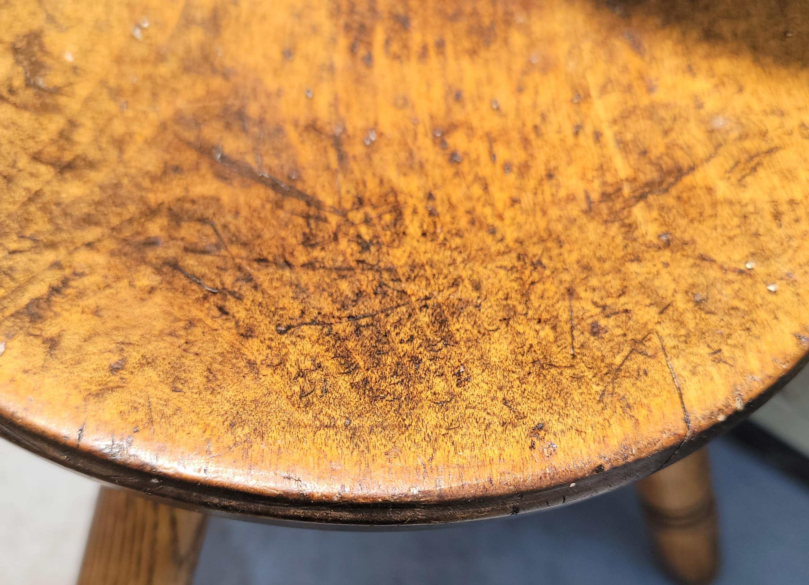 American 19Thc Plank Stool With Three Legs For Sale