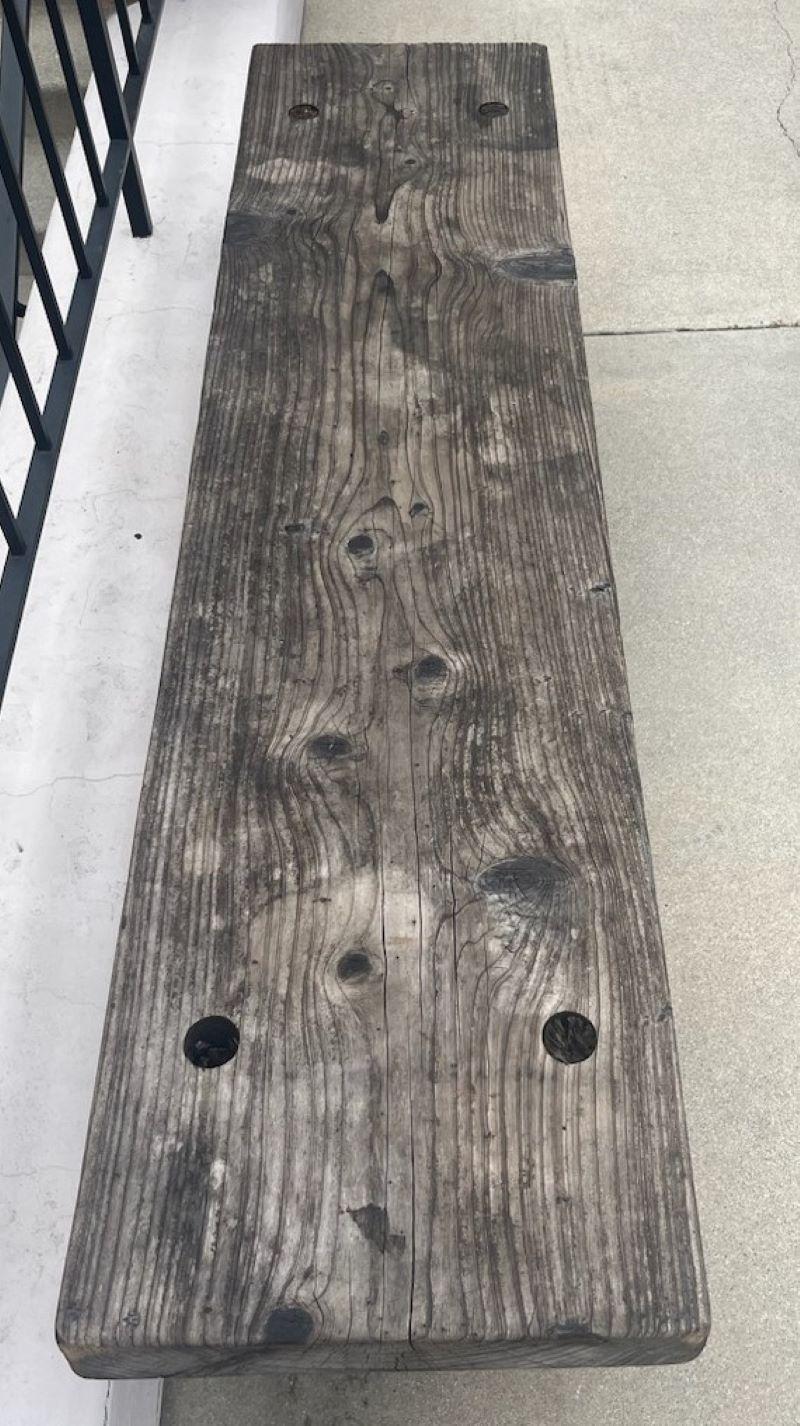 19th century Ranch House or farm house plank seat bench found on a porch in Texas.This bench is thick and very sturdy.