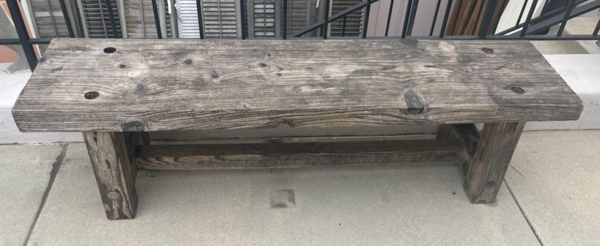 Adirondack 19th Century Plank Wood Bench For Sale