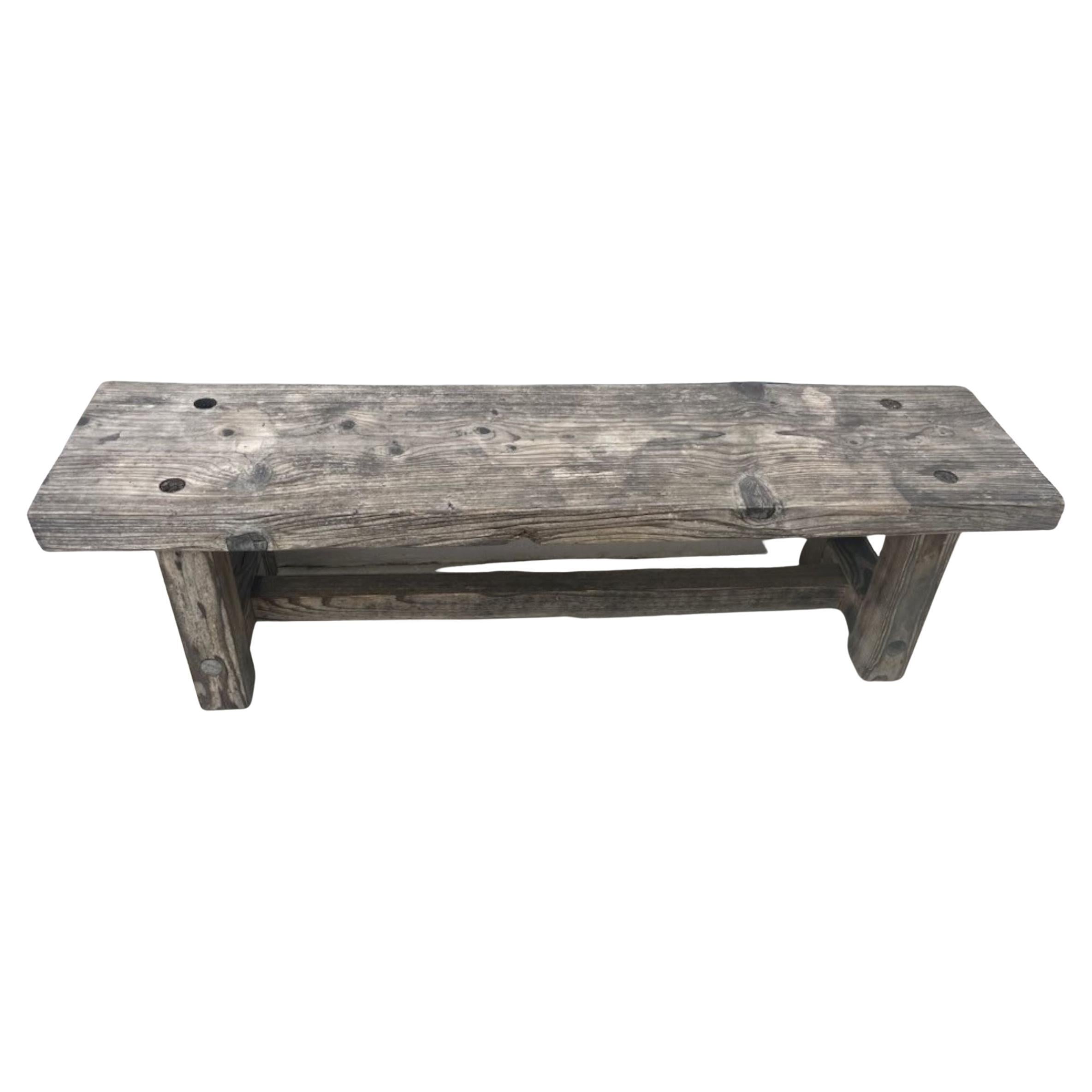 19th Century Plank Wood Bench For Sale