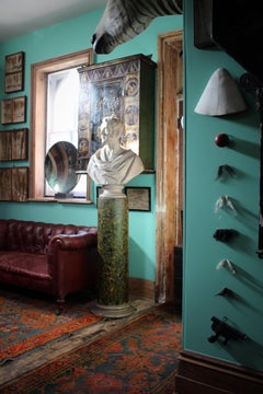 19thC Plaster Bust on Faux Porphyry Marble Column of Architect Matthew Habershon