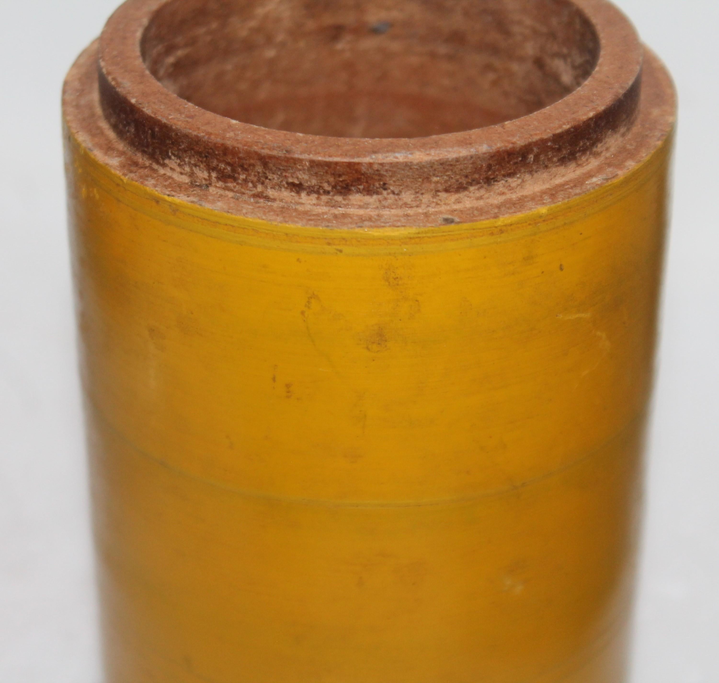 20th Century 19th Century Polychrome Painted Hand Carved Wood Canister For Sale