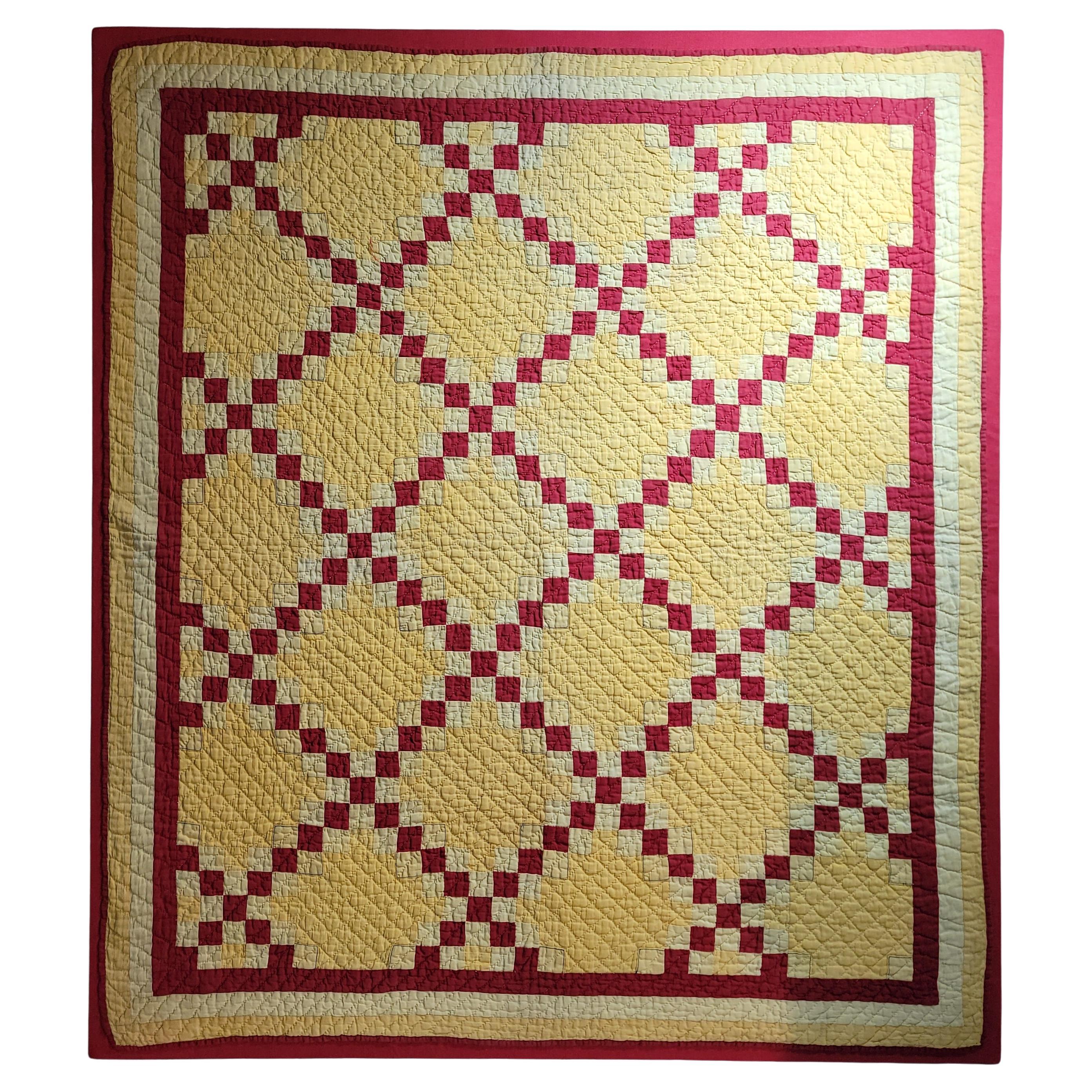 19Thc Postage Stamp Chain Mounted Crib Quilt For Sale