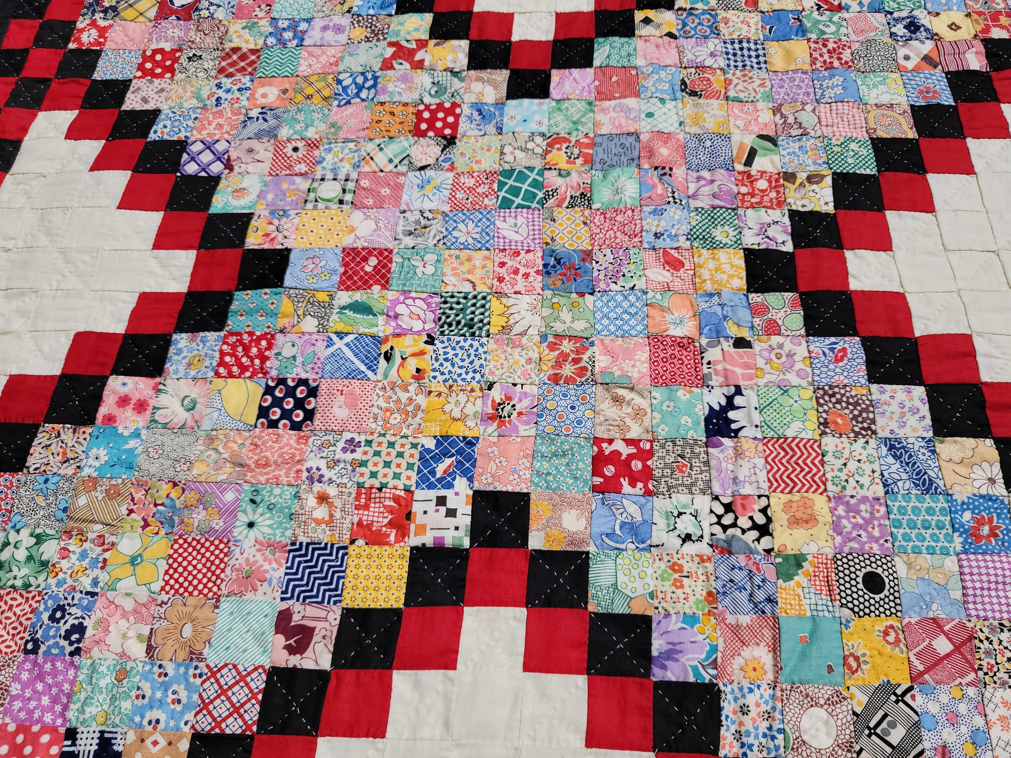 American 19th C Postage Stamp Chain Quilt - 5670 Pieces  For Sale