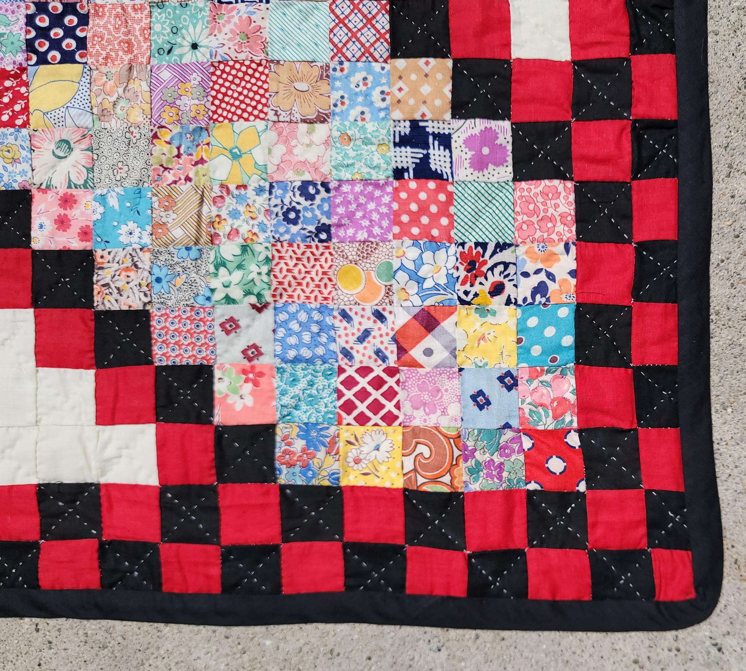 Hand-Crafted 19th C Postage Stamp Chain Quilt - 5670 Pieces  For Sale