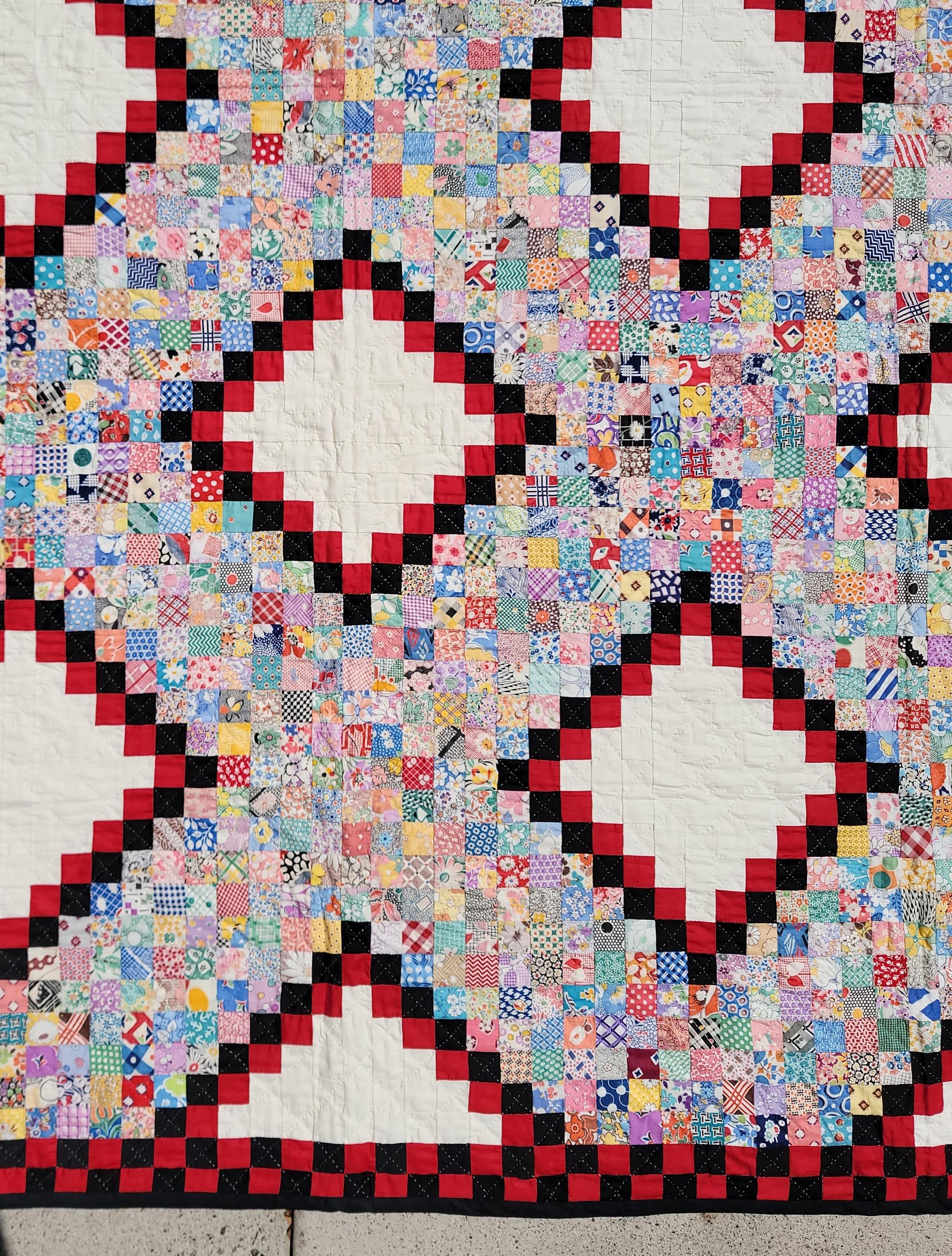 20th Century 19th C Postage Stamp Chain Quilt - 5670 Pieces  For Sale