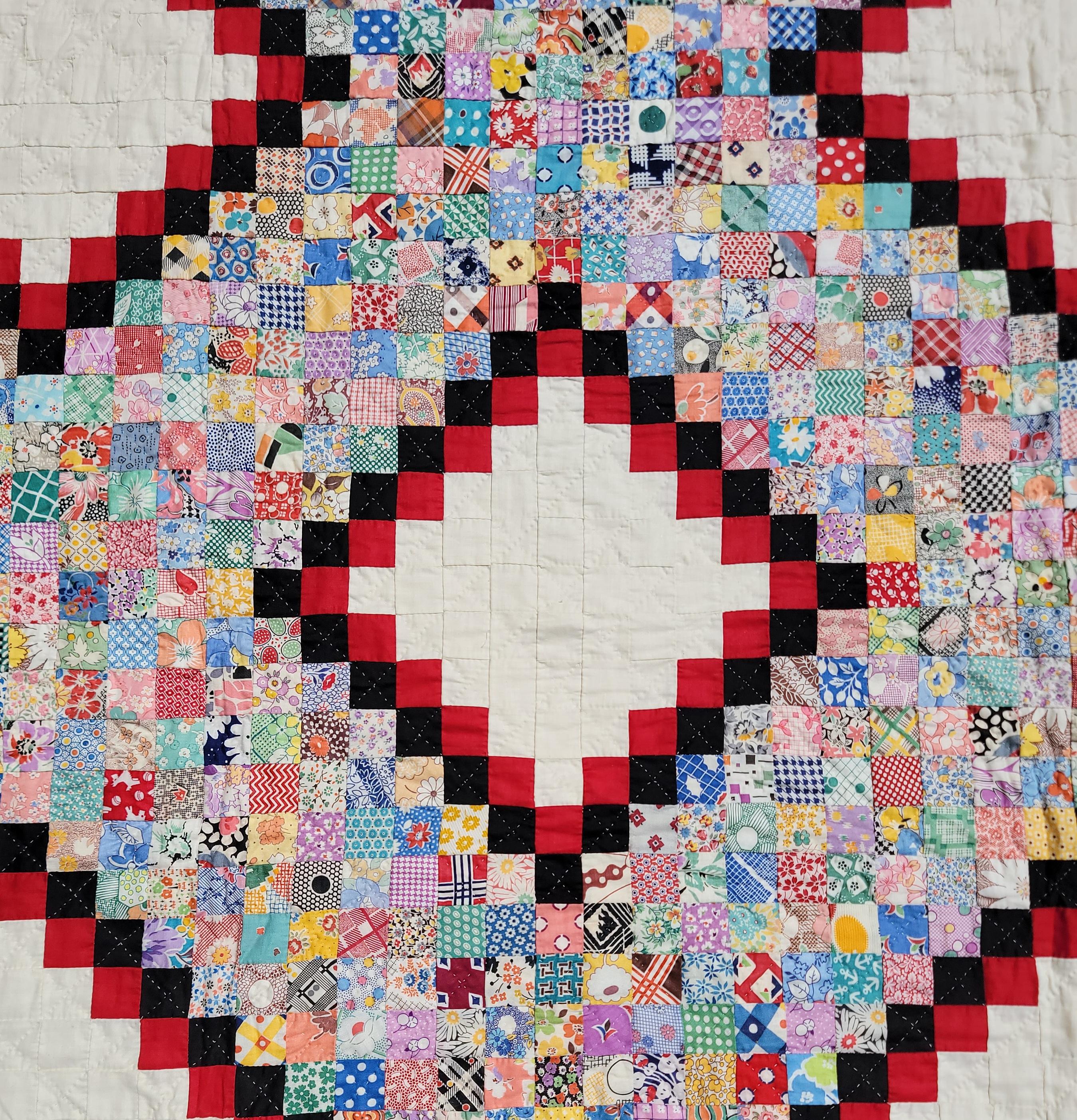 Cotton 19th C Postage Stamp Chain Quilt - 5670 Pieces  For Sale