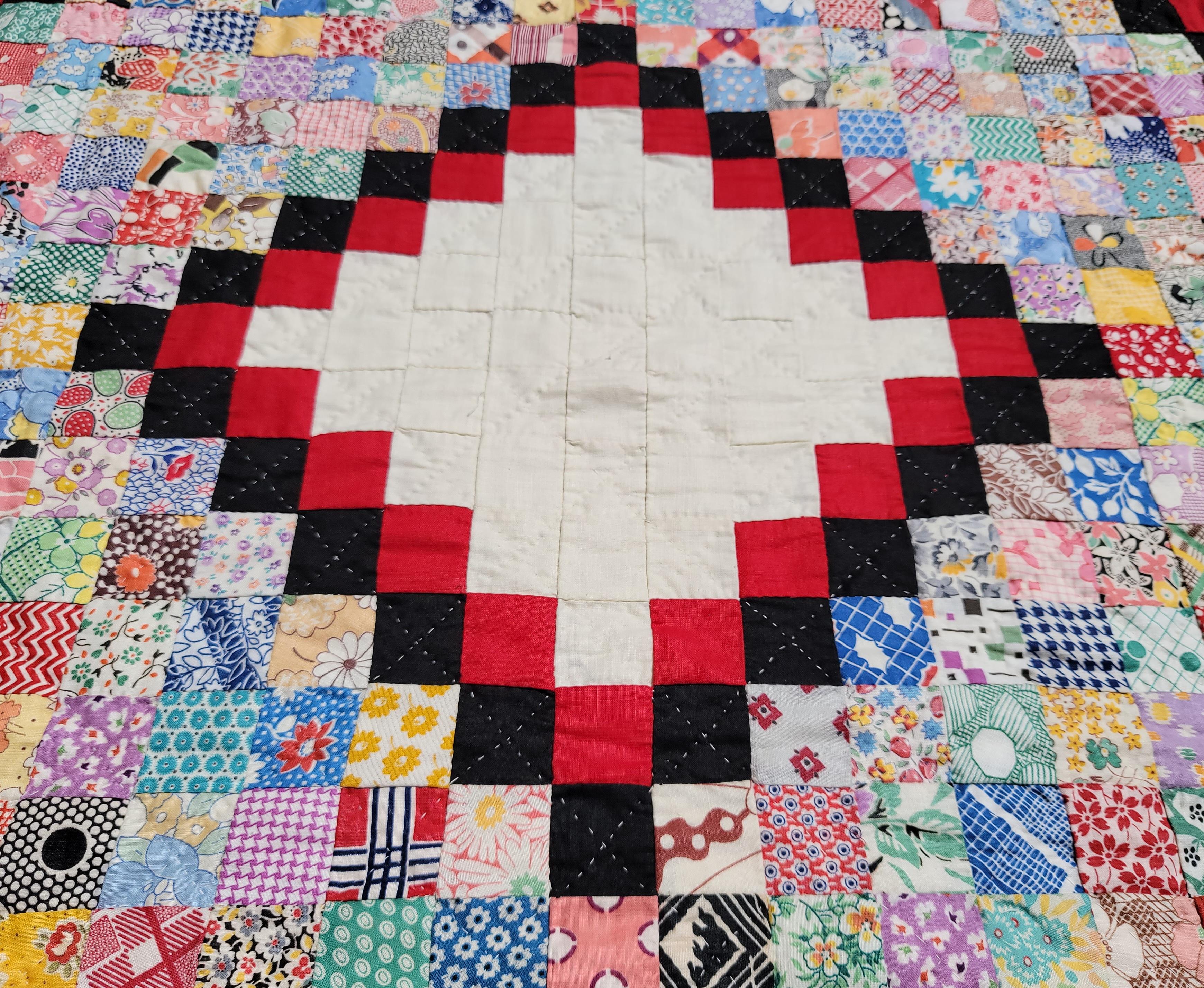 19th C Postage Stamp Chain Quilt - 5670 Pieces  For Sale 1