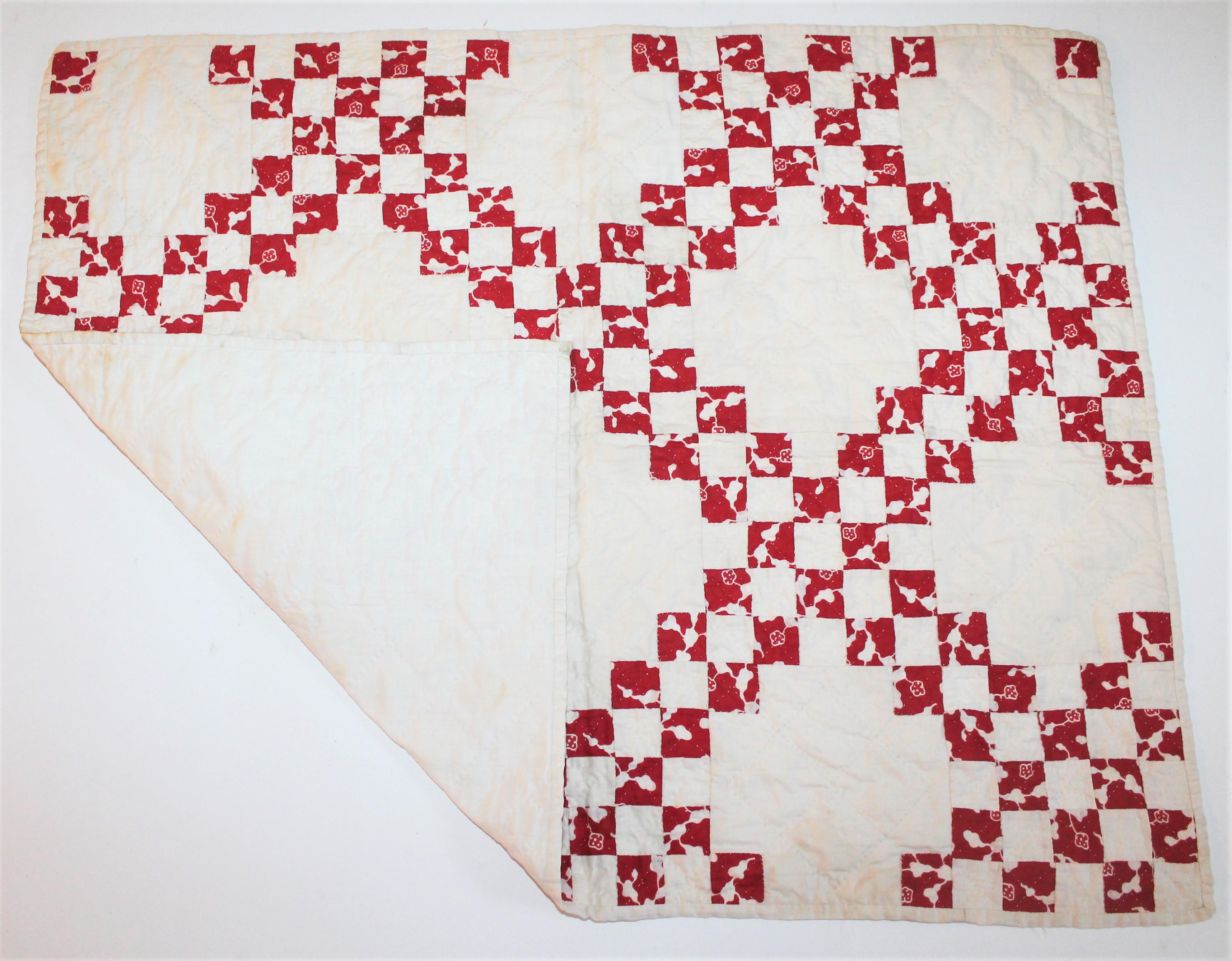 19th Century Postage Stamp Crib Quilt In Good Condition For Sale In Los Angeles, CA