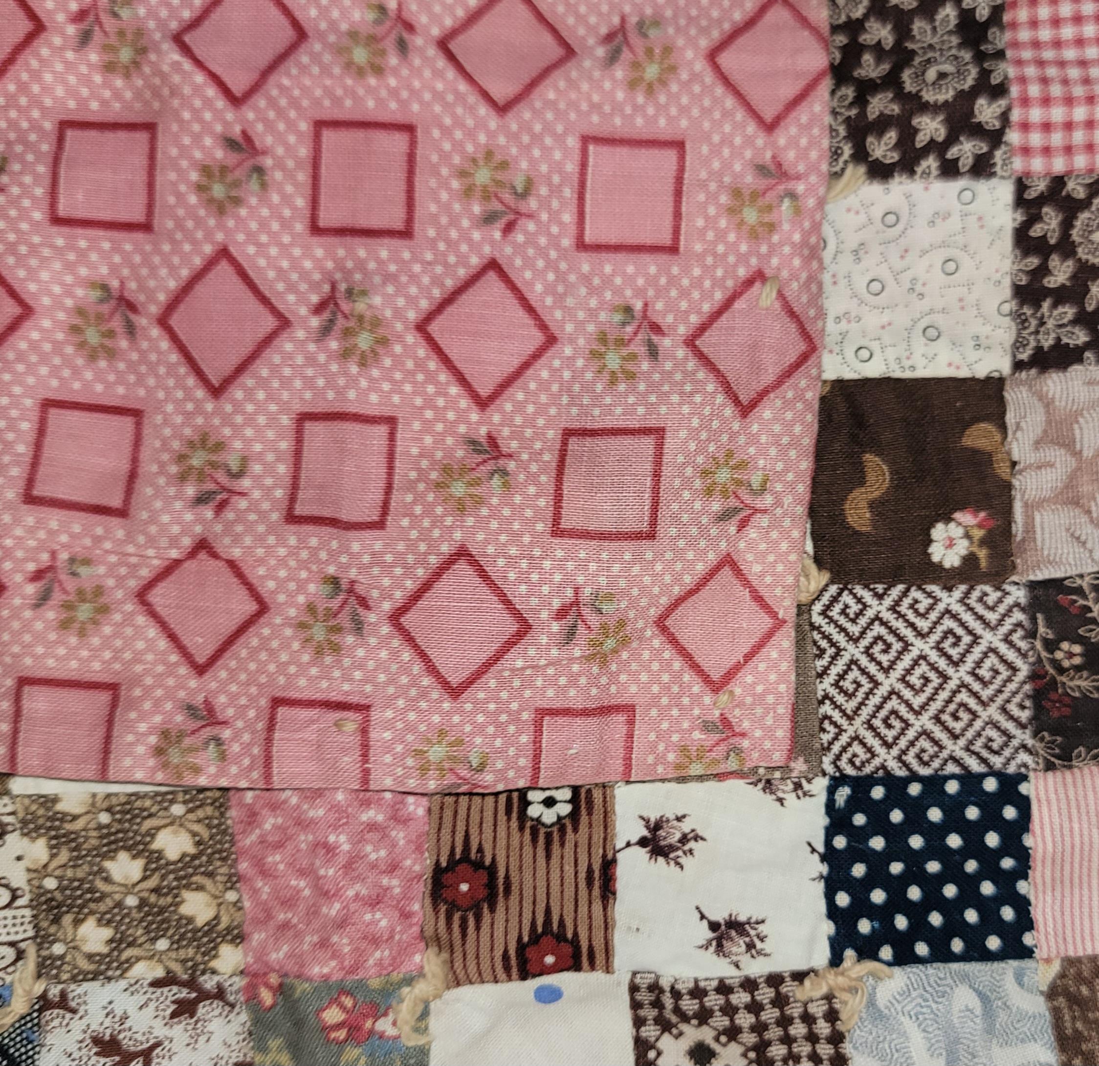 American 19thc Postage Stamp Doll Quilt  For Sale