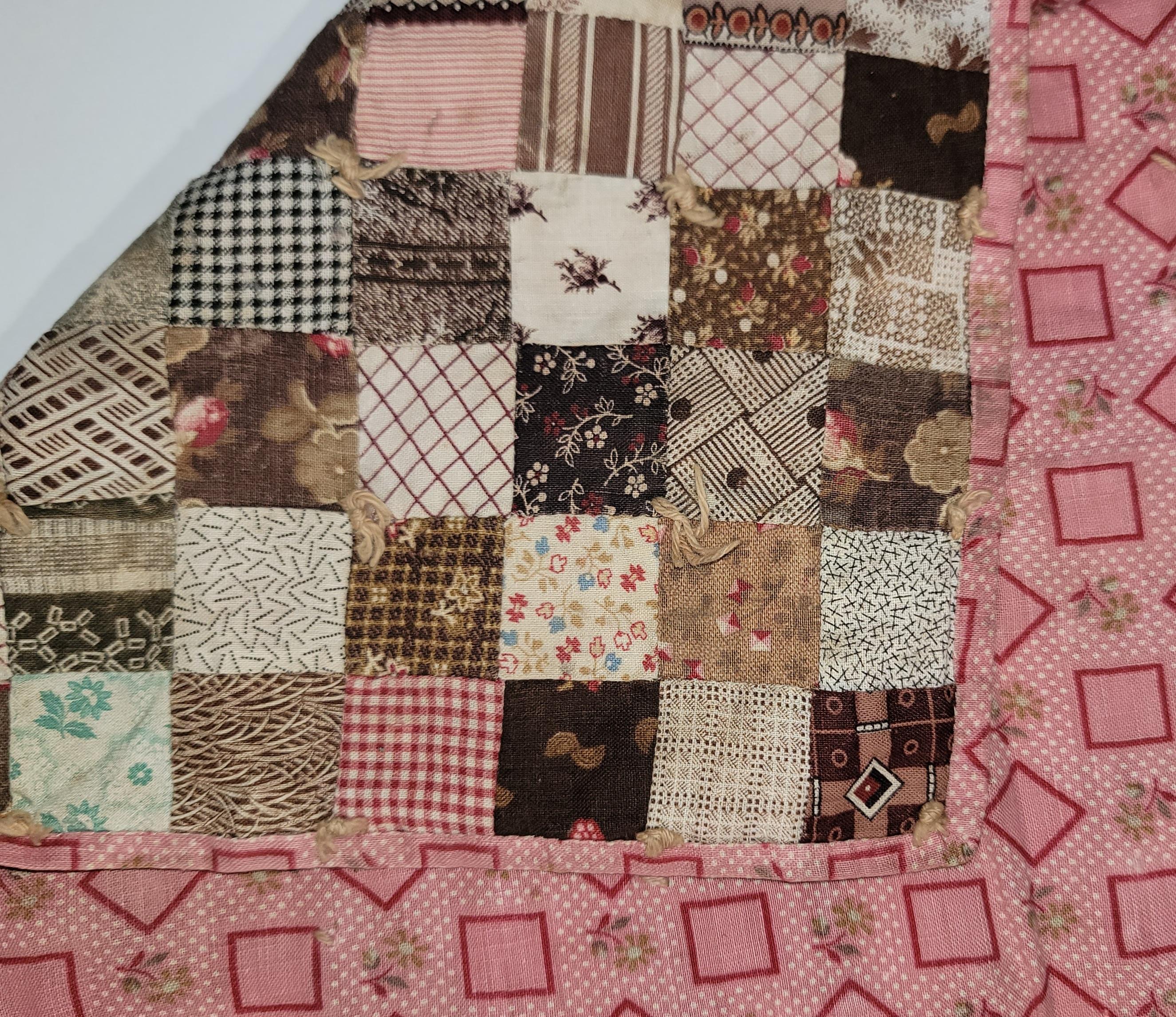 19thc Postage Stamp Doll Quilt  For Sale 1