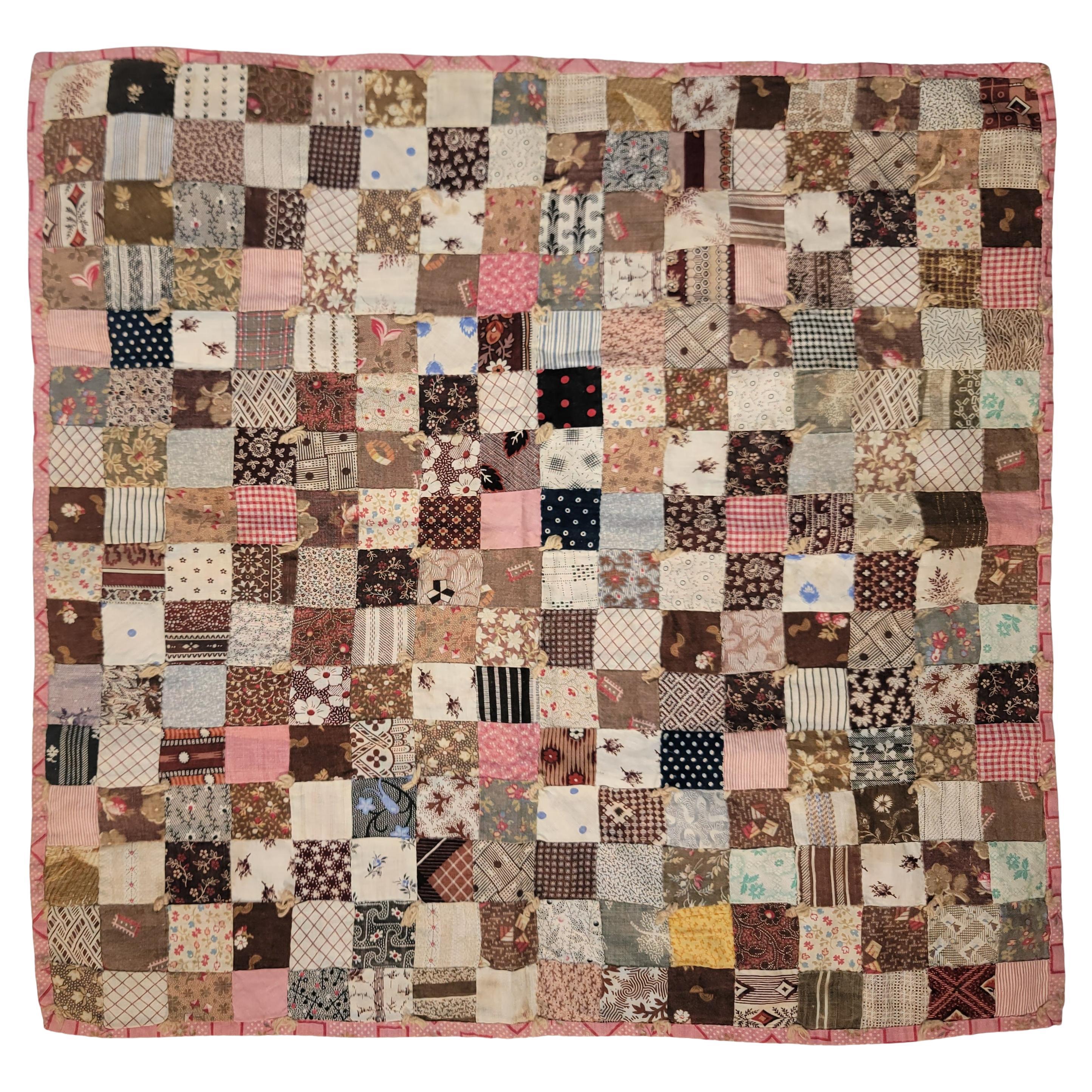 19thc Postage Stamp Doll Quilt  For Sale