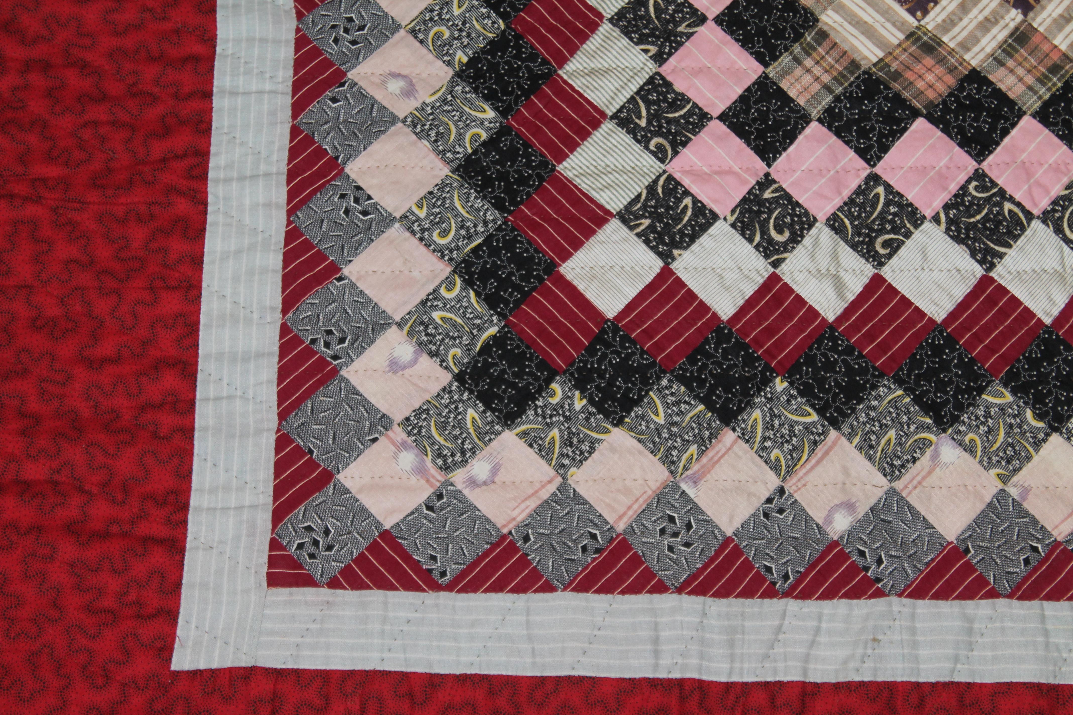 American 19Thc Postage Stamp Trip Around The World Quilt