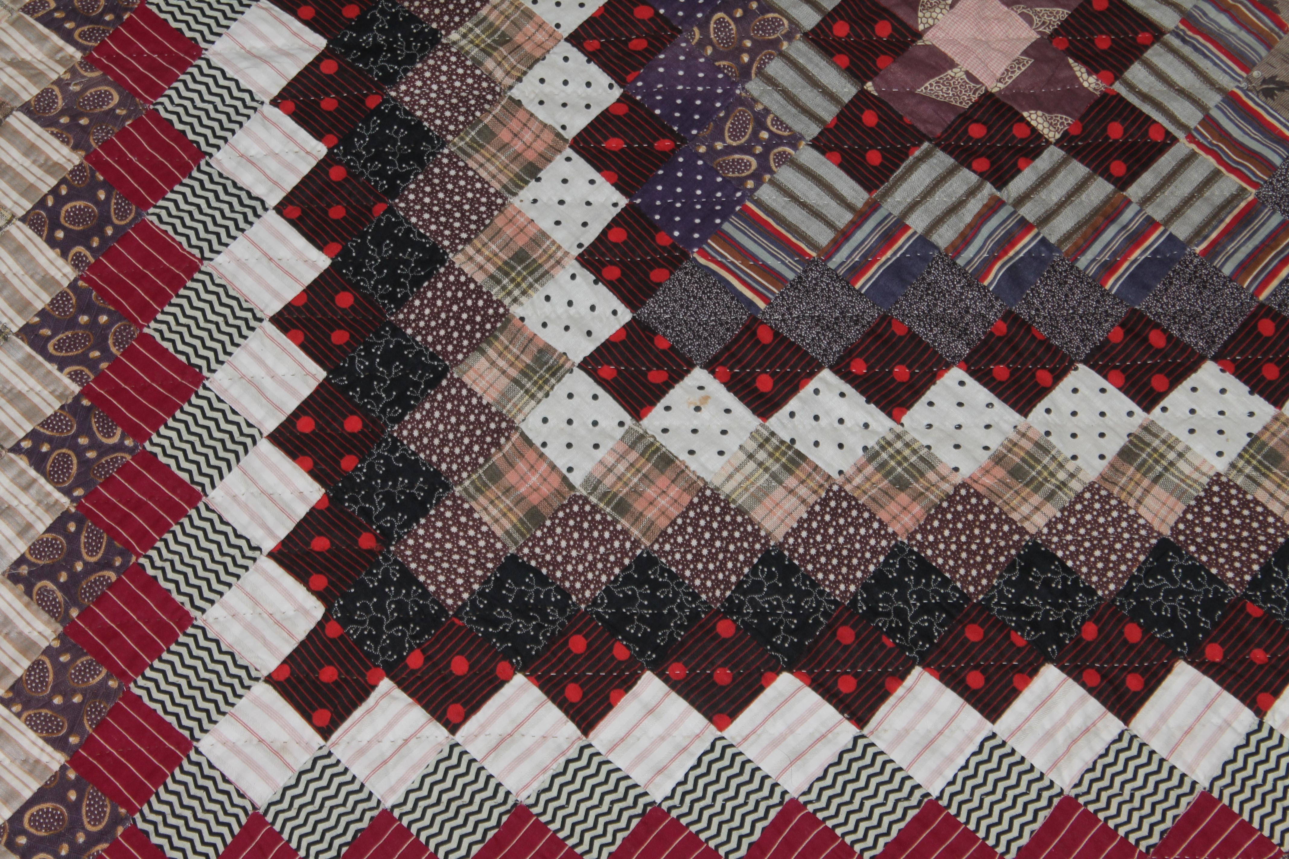 Hand-Crafted 19Thc Postage Stamp Trip Around The World Quilt