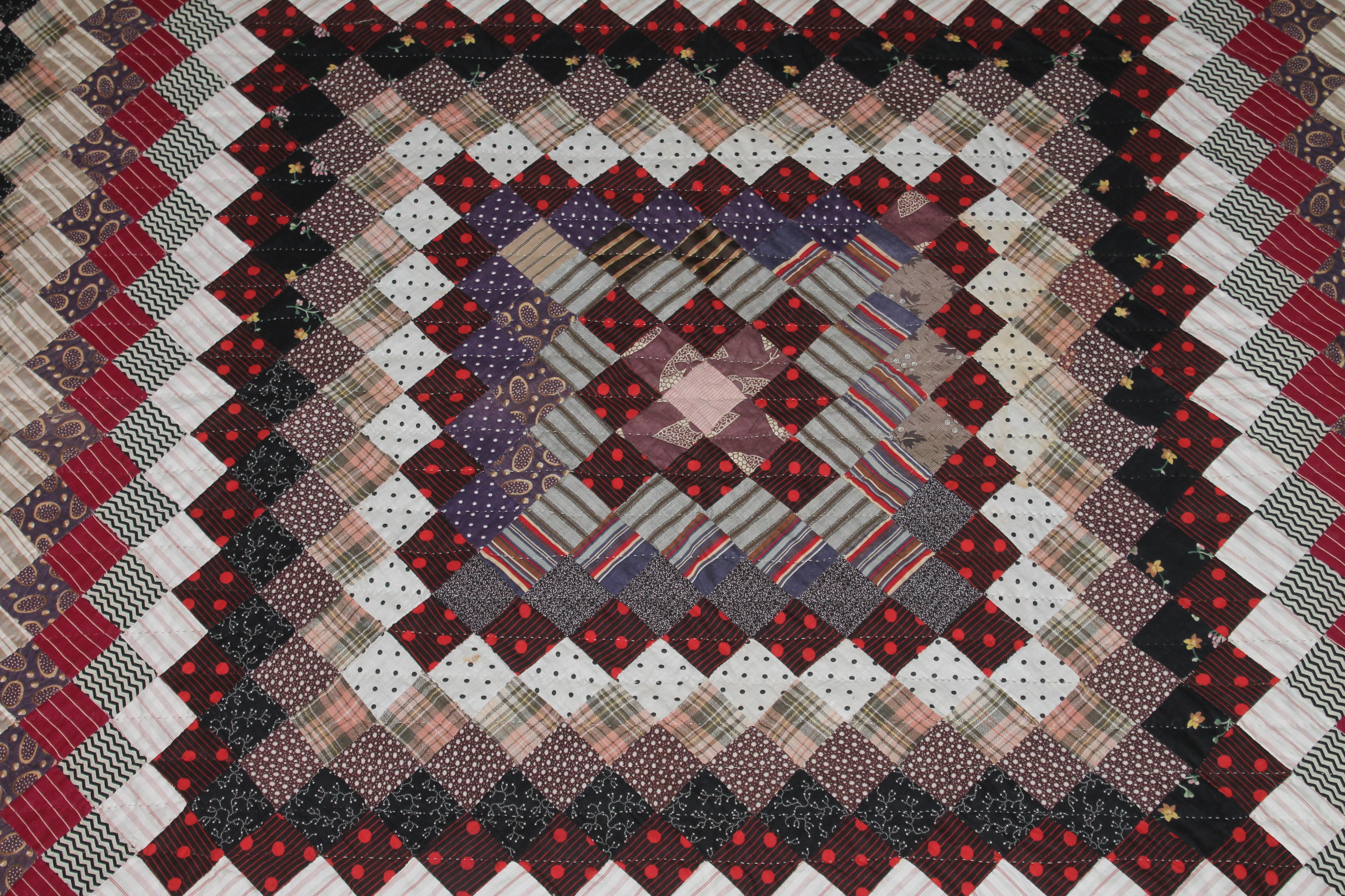 19Thc Postage Stamp Trip Around The World Quilt In Good Condition In Los Angeles, CA