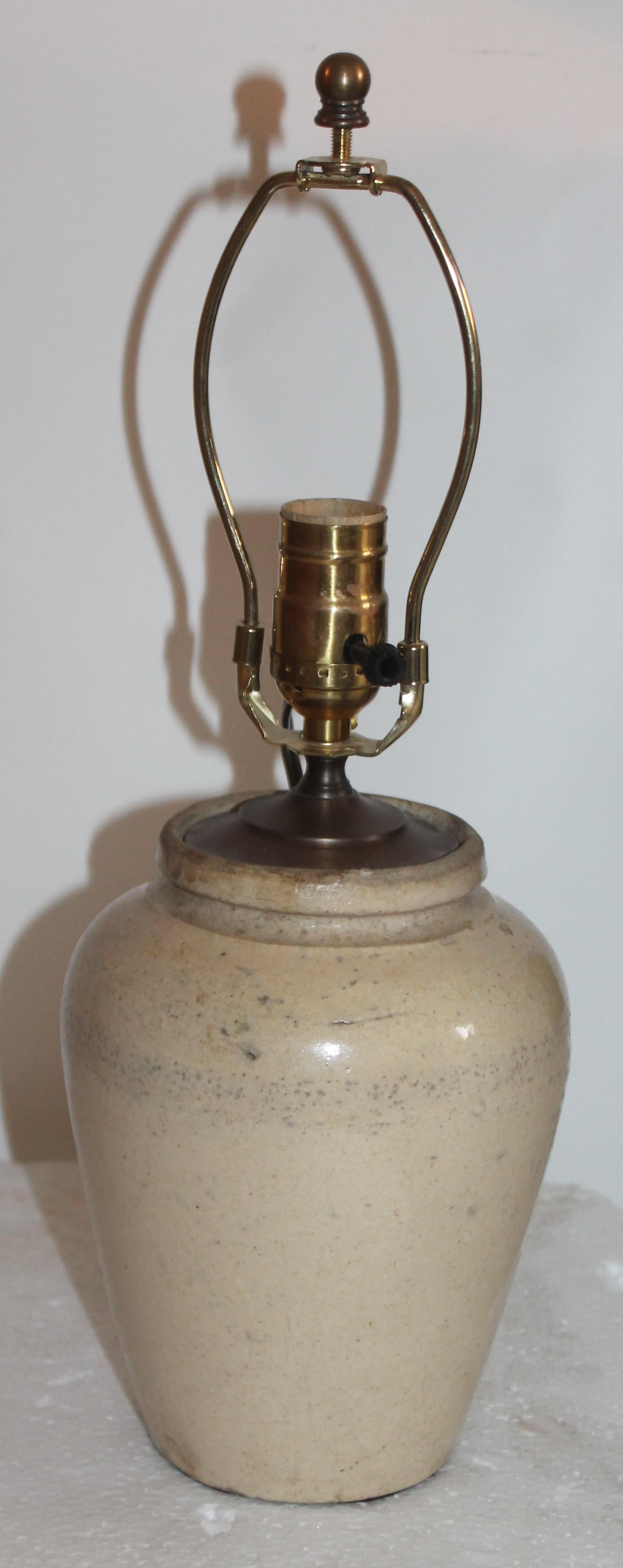 vintage crock lamp
