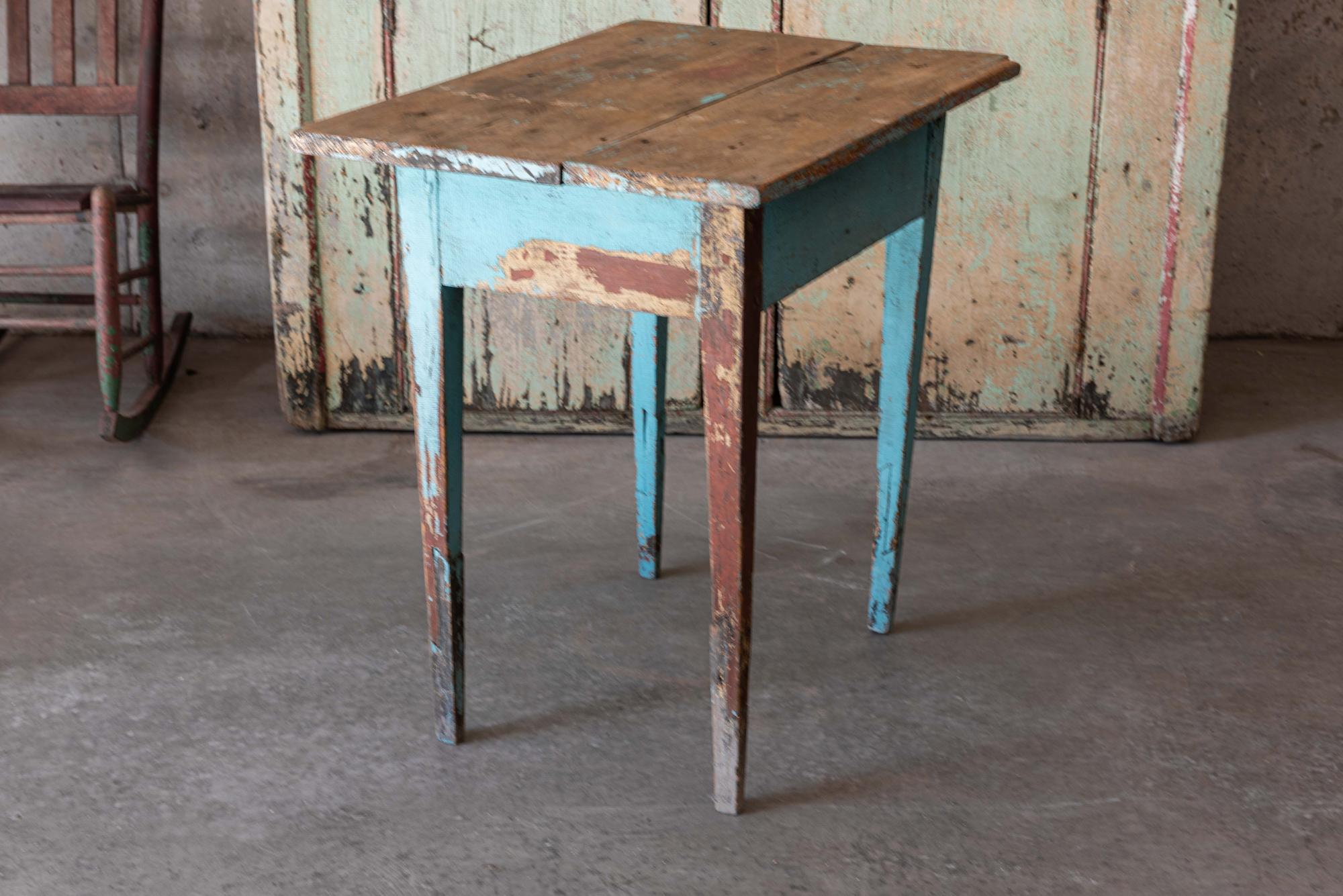 Canadian 19thC Country Rustic Painted Side Table