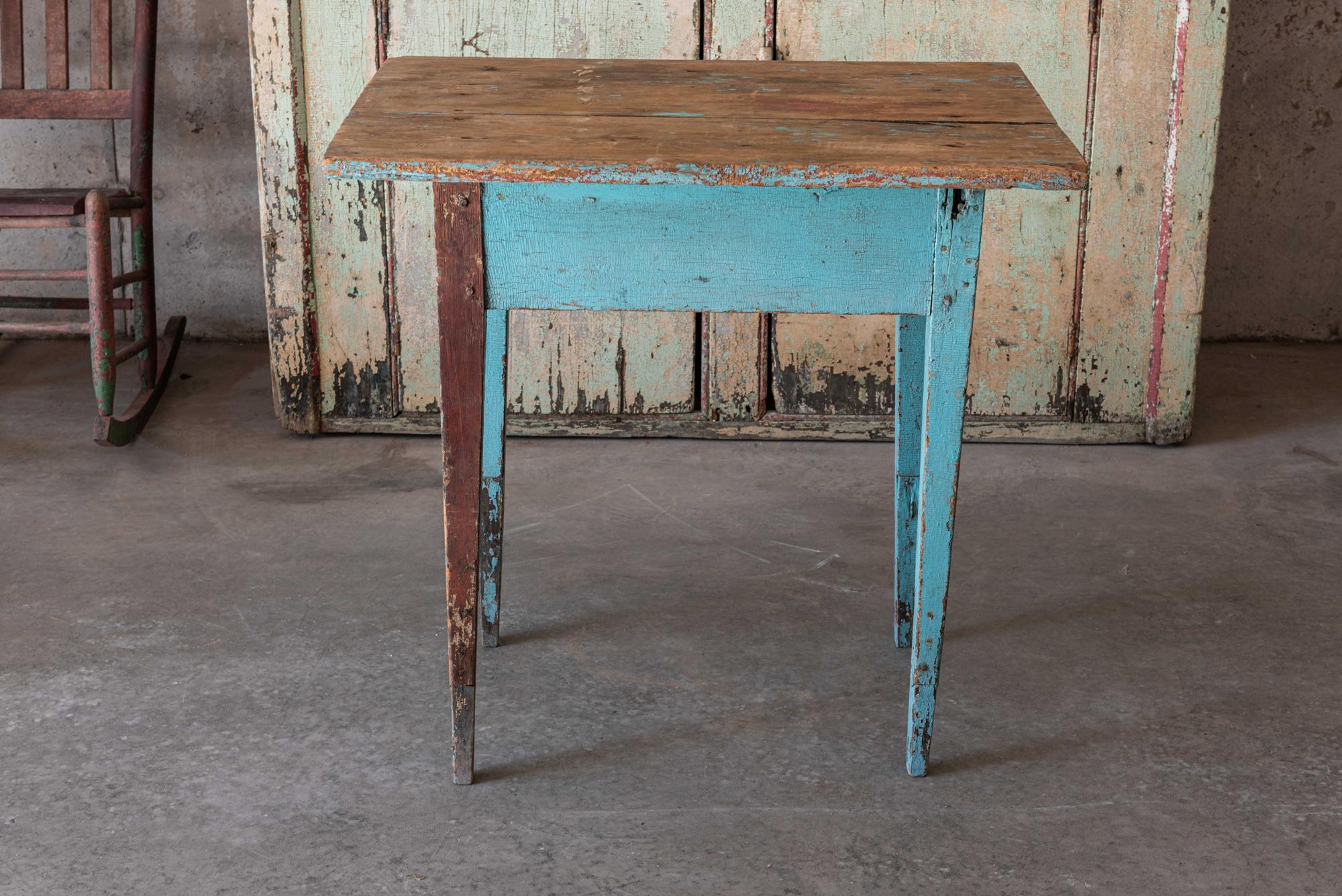 19th Century 19thC Country Rustic Painted Side Table