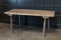 19thC Primitive Elm Pine Butchers Work Table