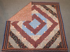 19th Century Quilt Wool Log Cabin / Barn Raising Quilt