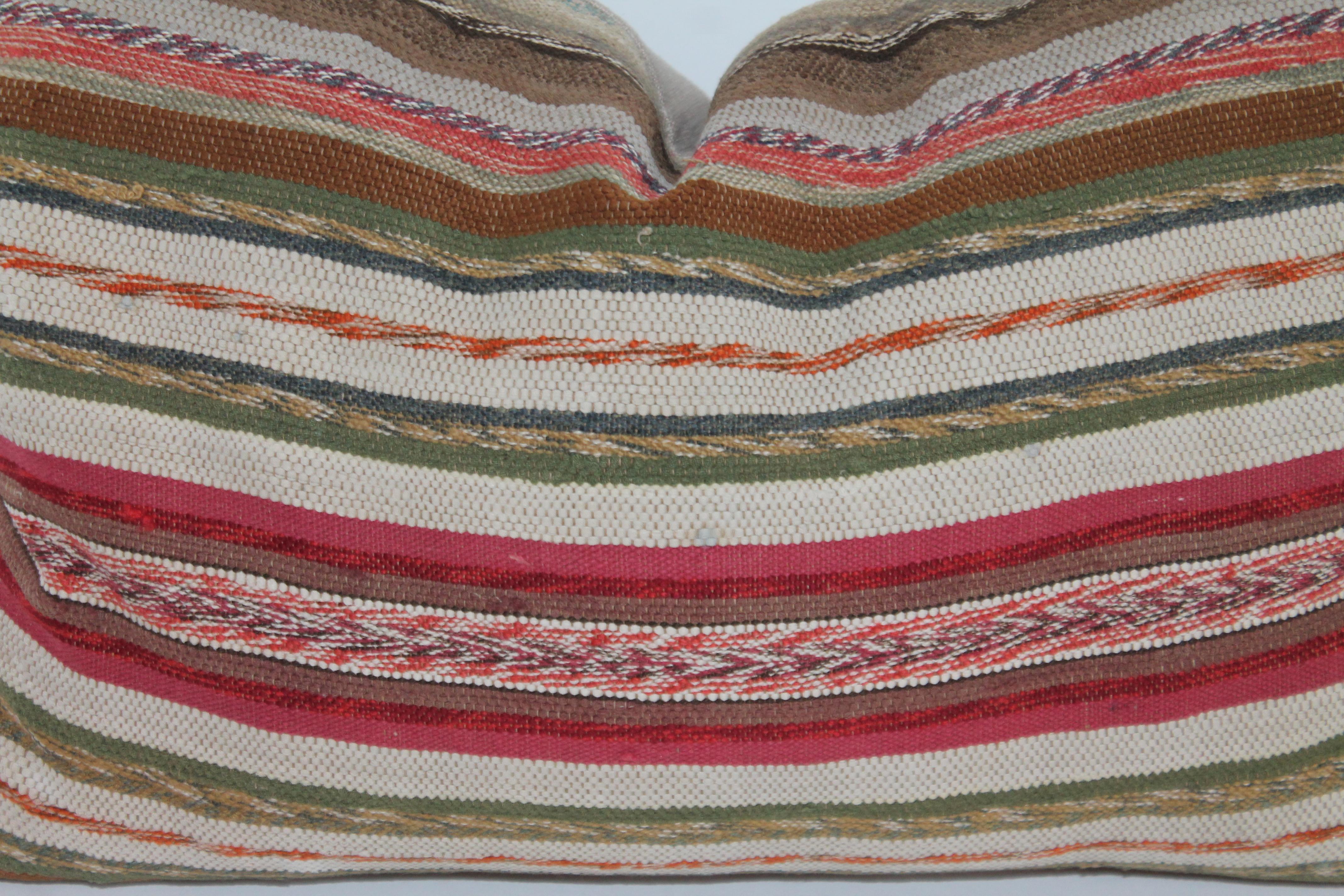 Hand-Crafted 19th Century Rag Rug Country Colors Pillows, 2 For Sale