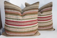 19th Century Rag Rug Pillows, Pair