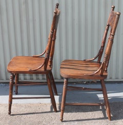 19thc Ranch Style Pressed Back Chairs, Set of Four