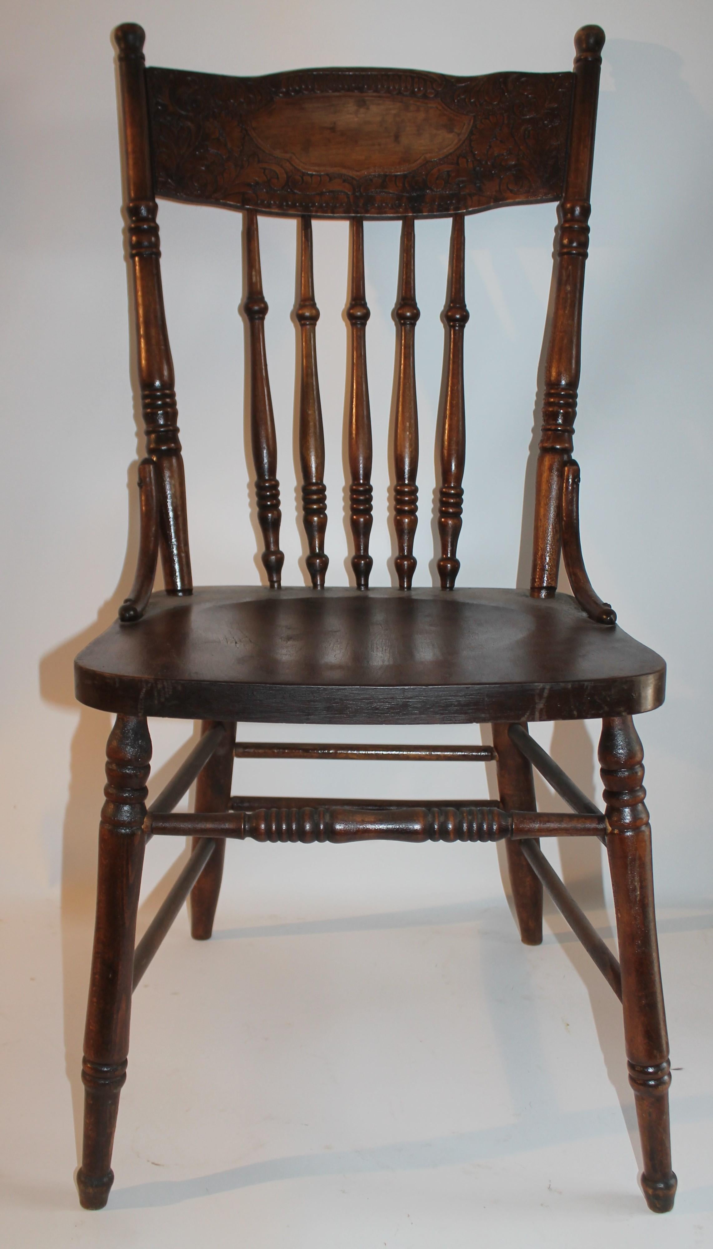 American 19thc Ranch Style Pressed Back Chairs, Set of Four For Sale