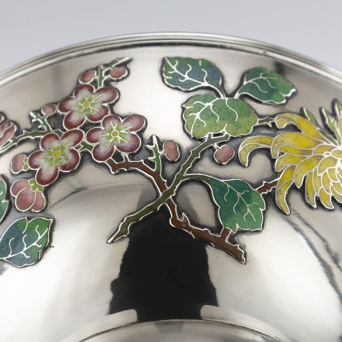 19th Century Rare Chinese Export Solid Silver & Enamel Bowl, Wo Kwong circa 1890 For Sale 10