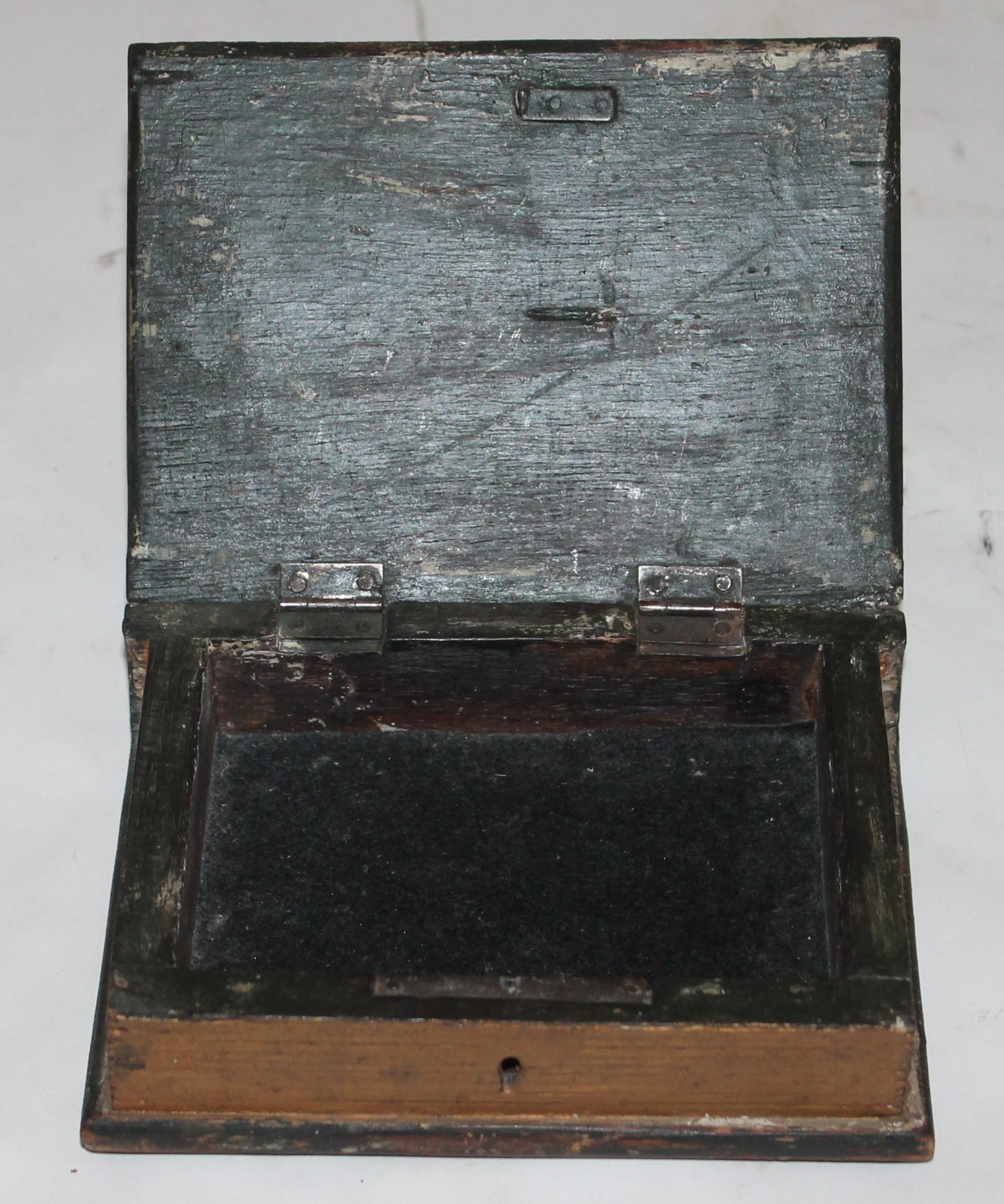Hand-Crafted 19th Century Rare Miniature Wooden Bible Box in Original Paint For Sale
