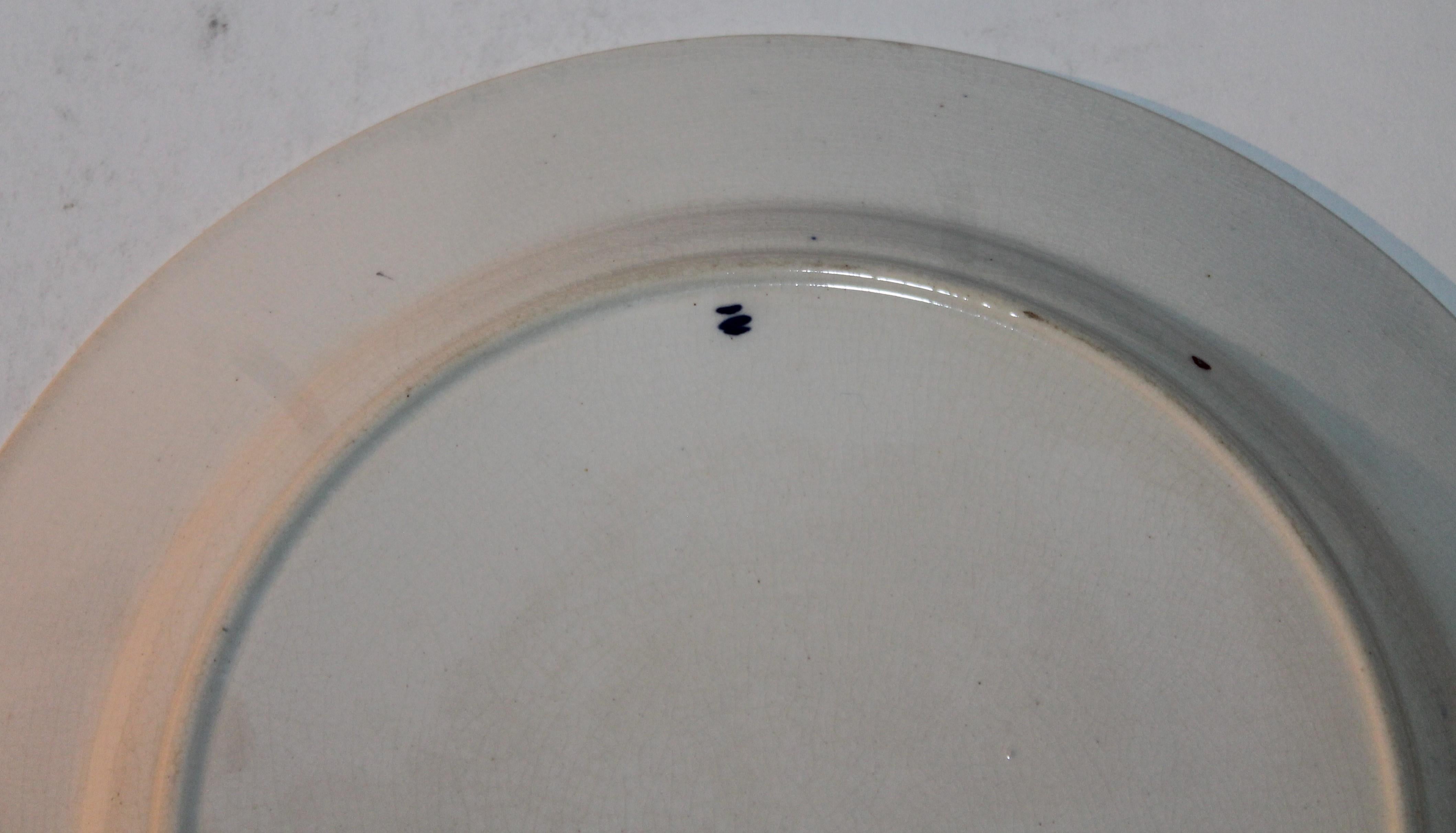 Porcelain 19th Century Rare Stick Spatter Rabbit Plates / Set of Four For Sale