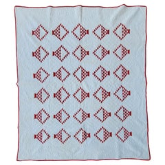 Antique 19thc Red and White Basket Quilt