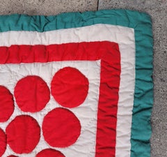 19th C Red & Green Applique Berries Quilt