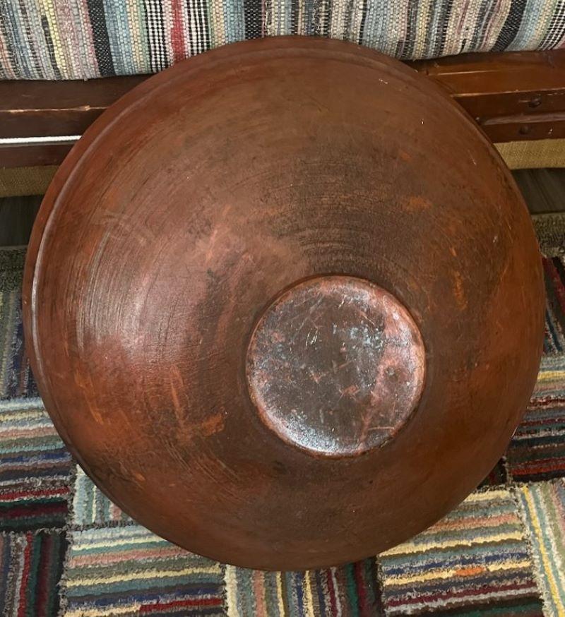 19thc Red Painted Monumental Butterbowl from New England. Monumental bowl with amazing original red patinaed paint. Great sized bowl in great shape.
