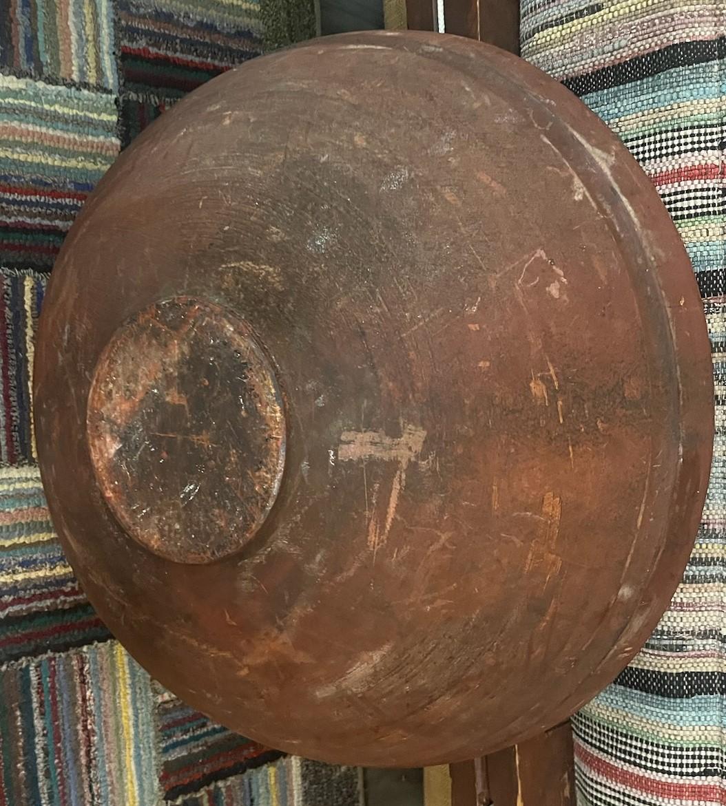 Adirondack 19thc Red Painted Monumental Butterbowl from New England For Sale