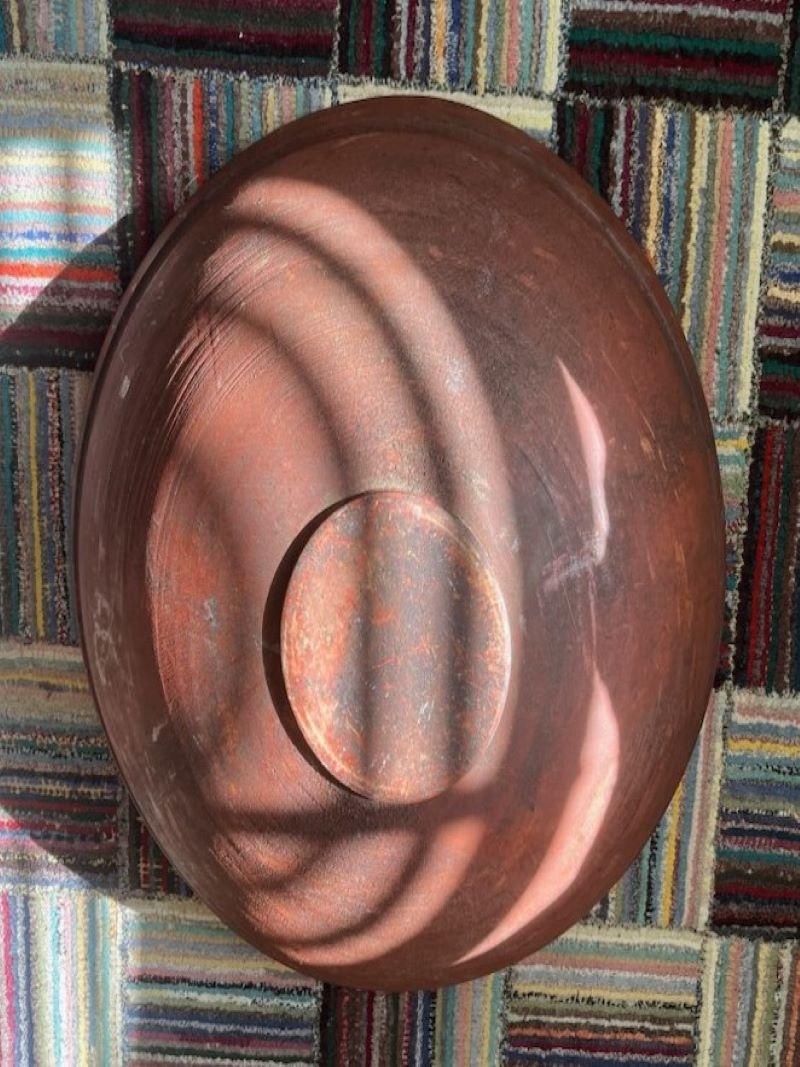 19thc Red Painted Monumental Butterbowl from New England In Good Condition For Sale In Los Angeles, CA
