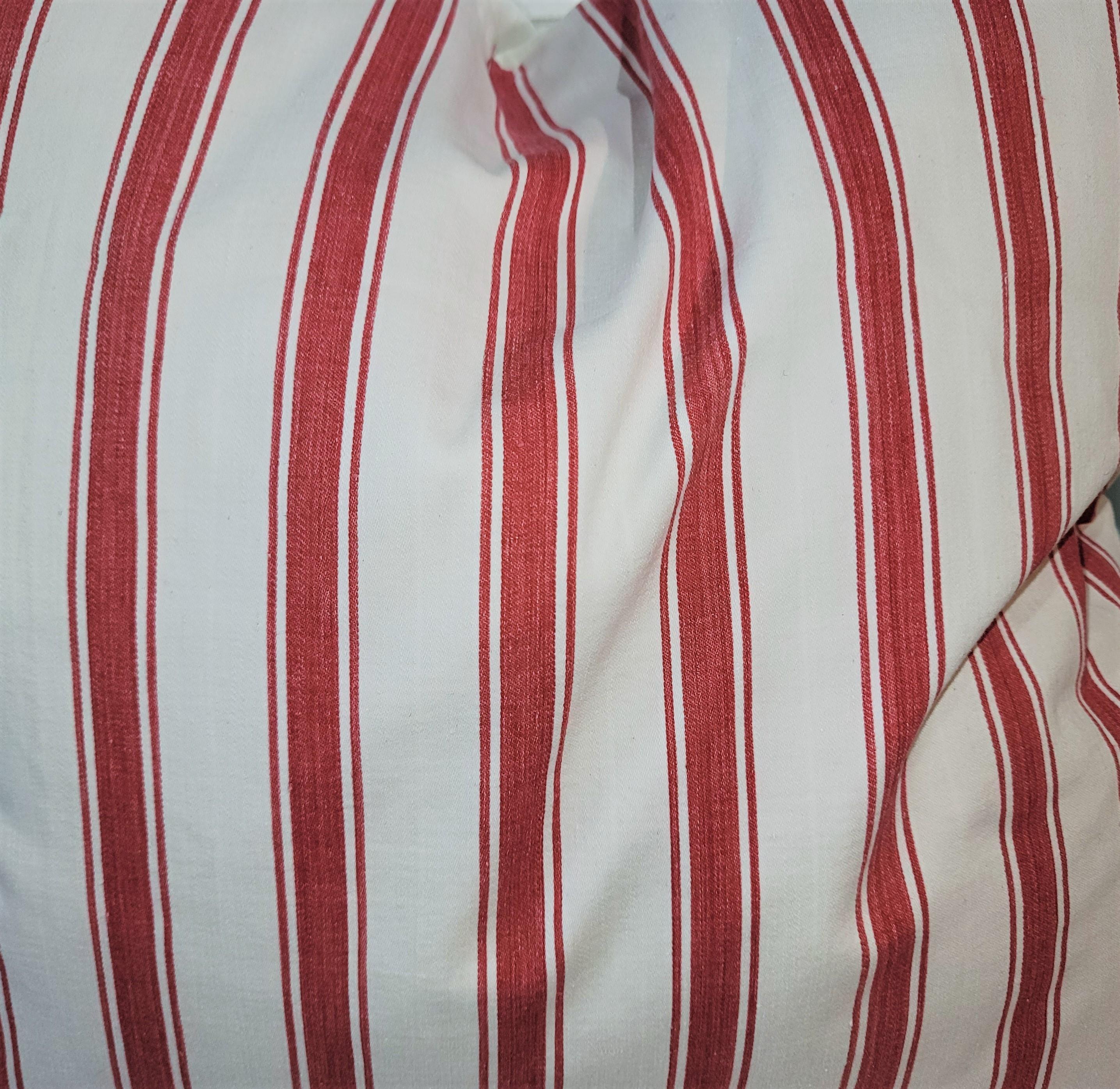Adirondack 19thc  Red Ticking Pillows-Pair For Sale