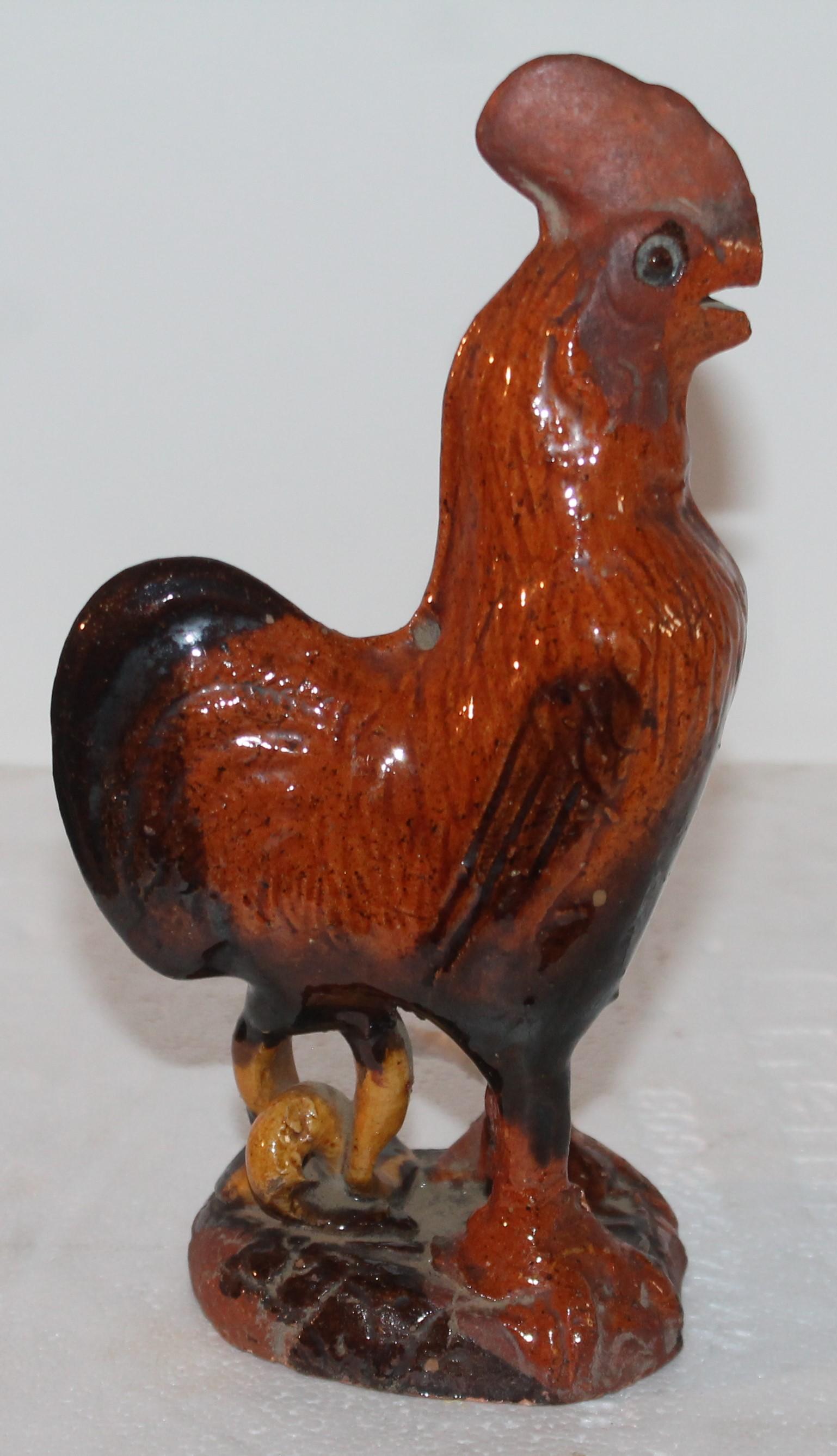 Country 19th Century Red Ware Rooster from Pennsylvania