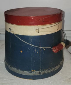 19thc Red, White and Blue Original painted Sugar Bucket