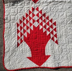 19thc Red & White Tree of Life Quilt