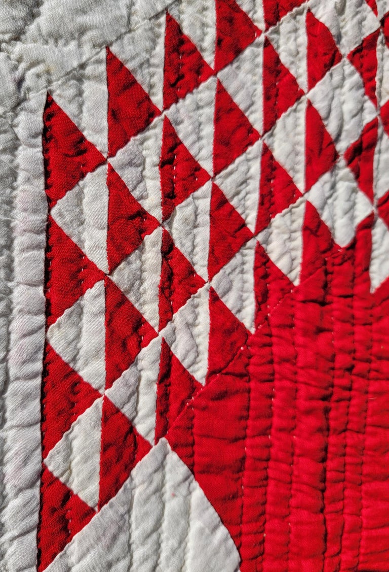 19thc Red & White Tree of Life Quilt In Good Condition For Sale In Los Angeles, CA