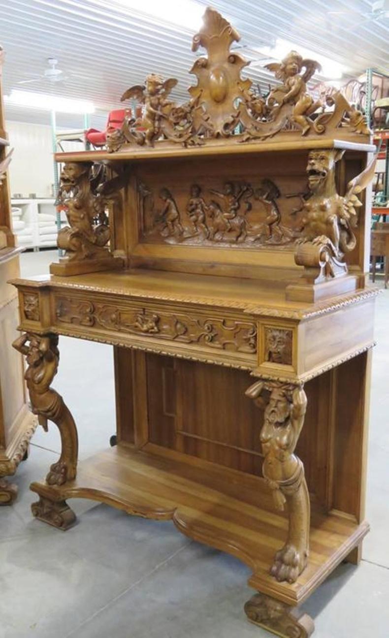 19th Century Renaissance Style Dining Room Set Attr Luigi Frulini In Good Condition In Swedesboro, NJ