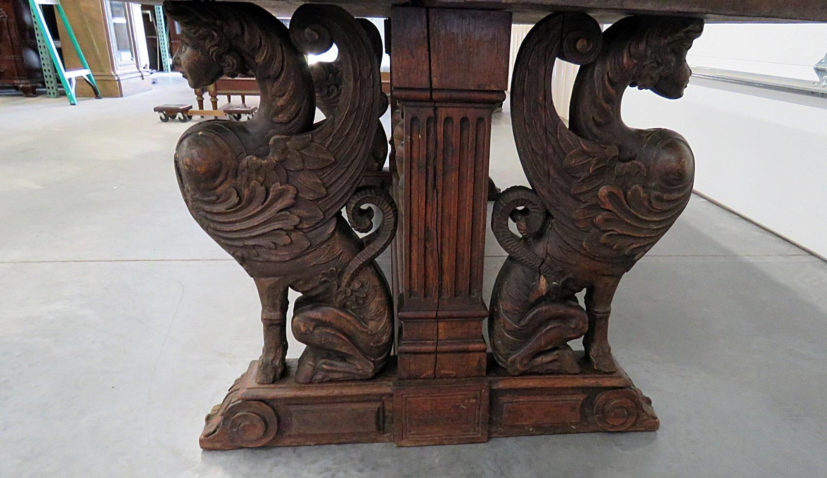 19th Century Renaissance Style Winged Griffin Dining Table 1