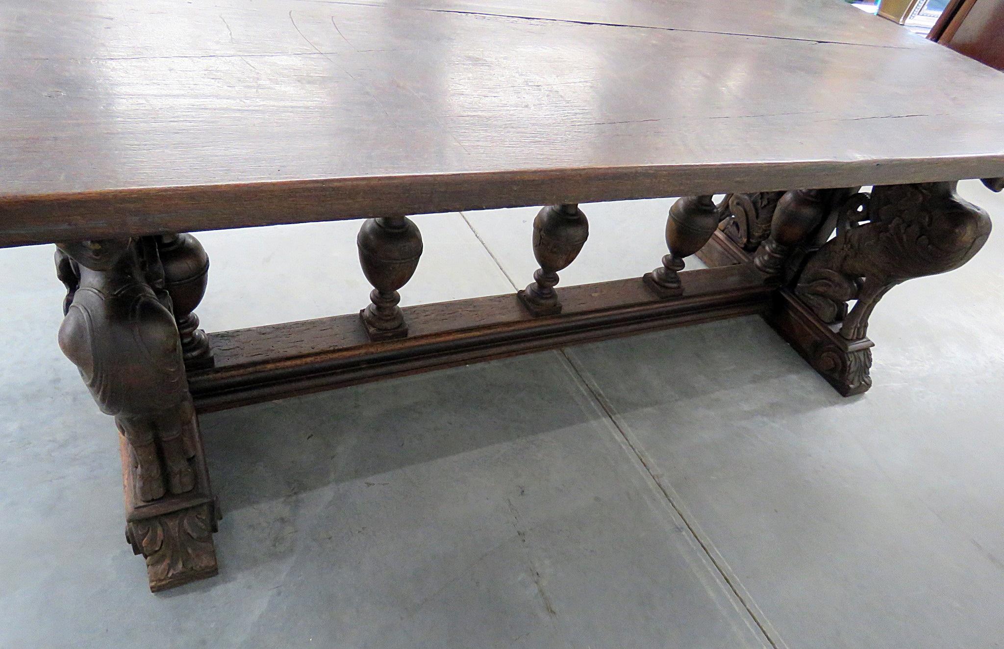 19th Century Renaissance Style Winged Griffin Dining Table 5