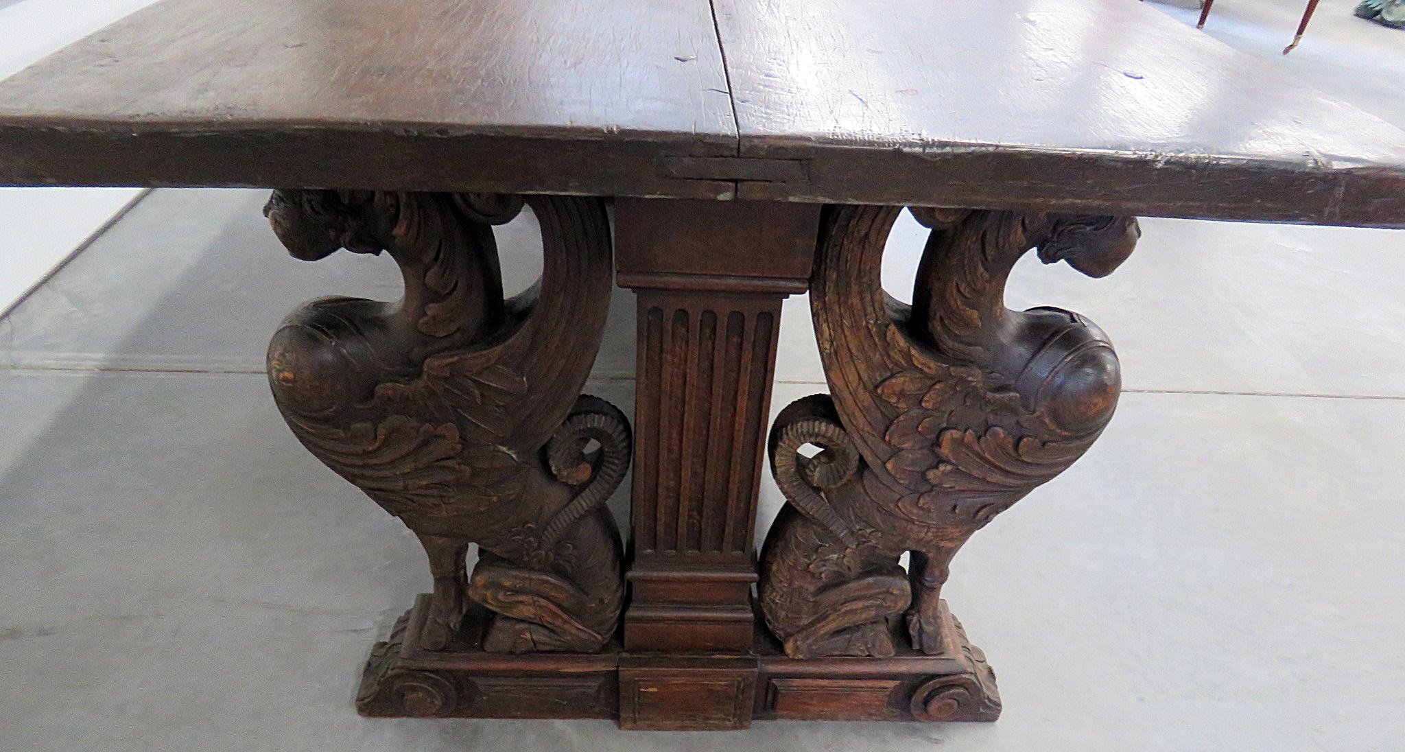 19th Century Renaissance Style Winged Griffin Dining Table 6