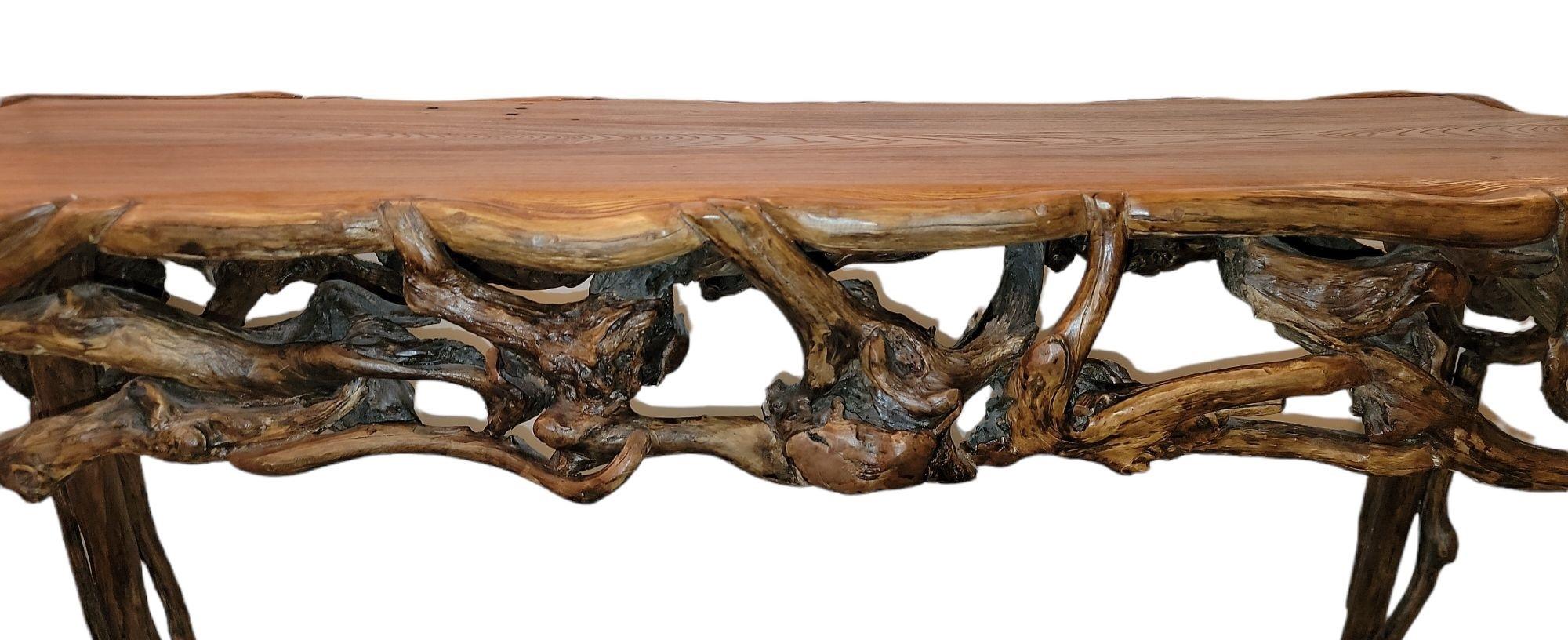 American 19Thc Root Console Table From a Ranch in Texas