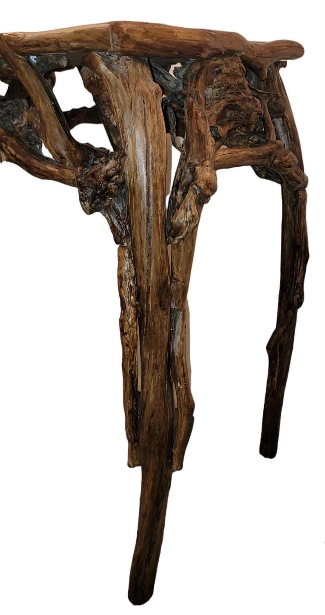 Hand-Crafted 19Thc Root Console Table From a Ranch in Texas