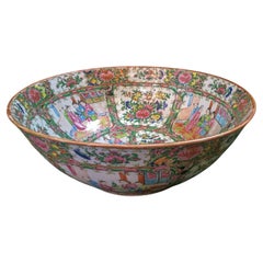 19thc Chinese Export Rose Medallion Punch Bowl Large Size