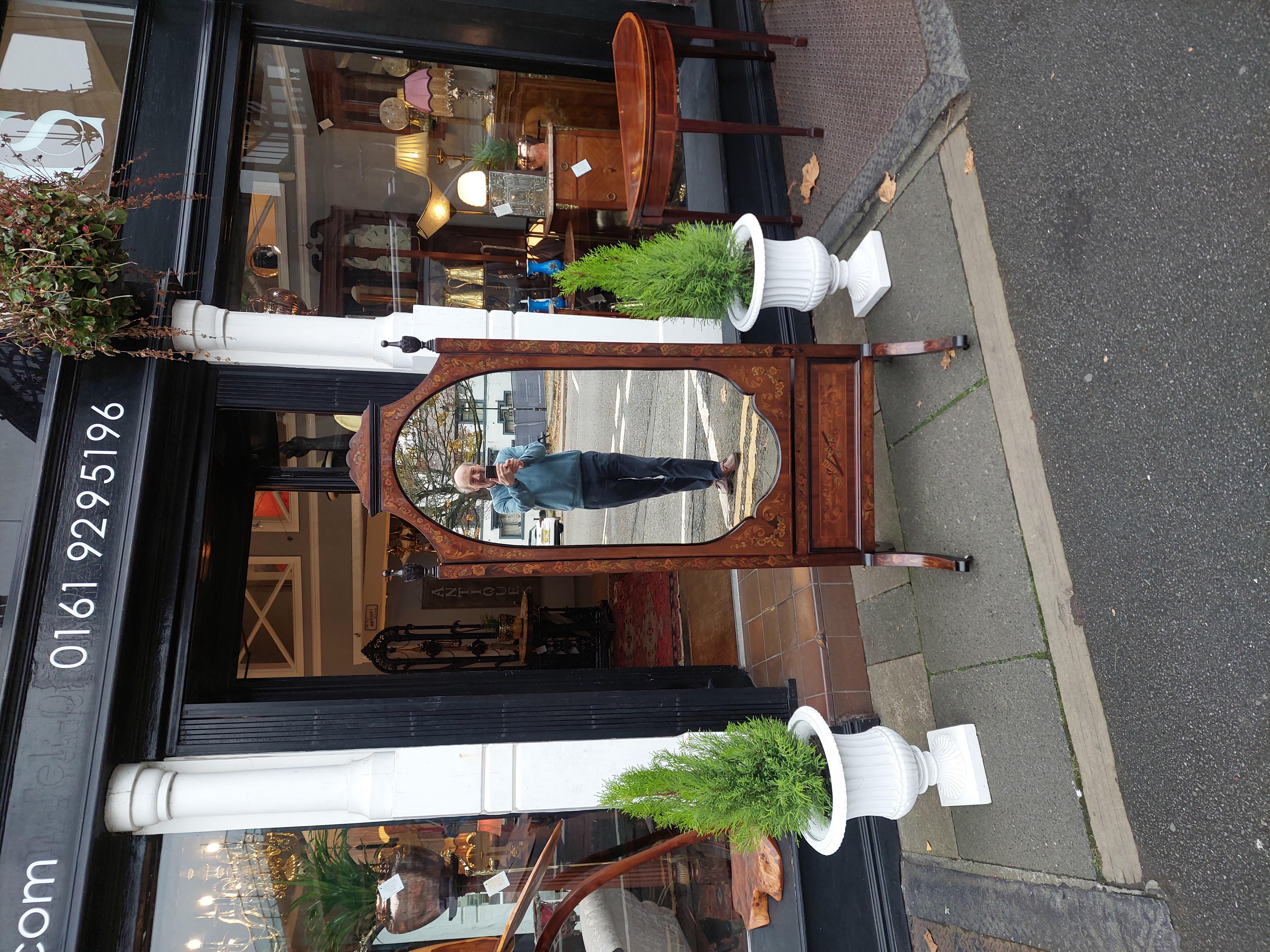 Tardo vittoriano Specchio chevale intarsiato in palissandro e intarsio del XIX secolo in vendita