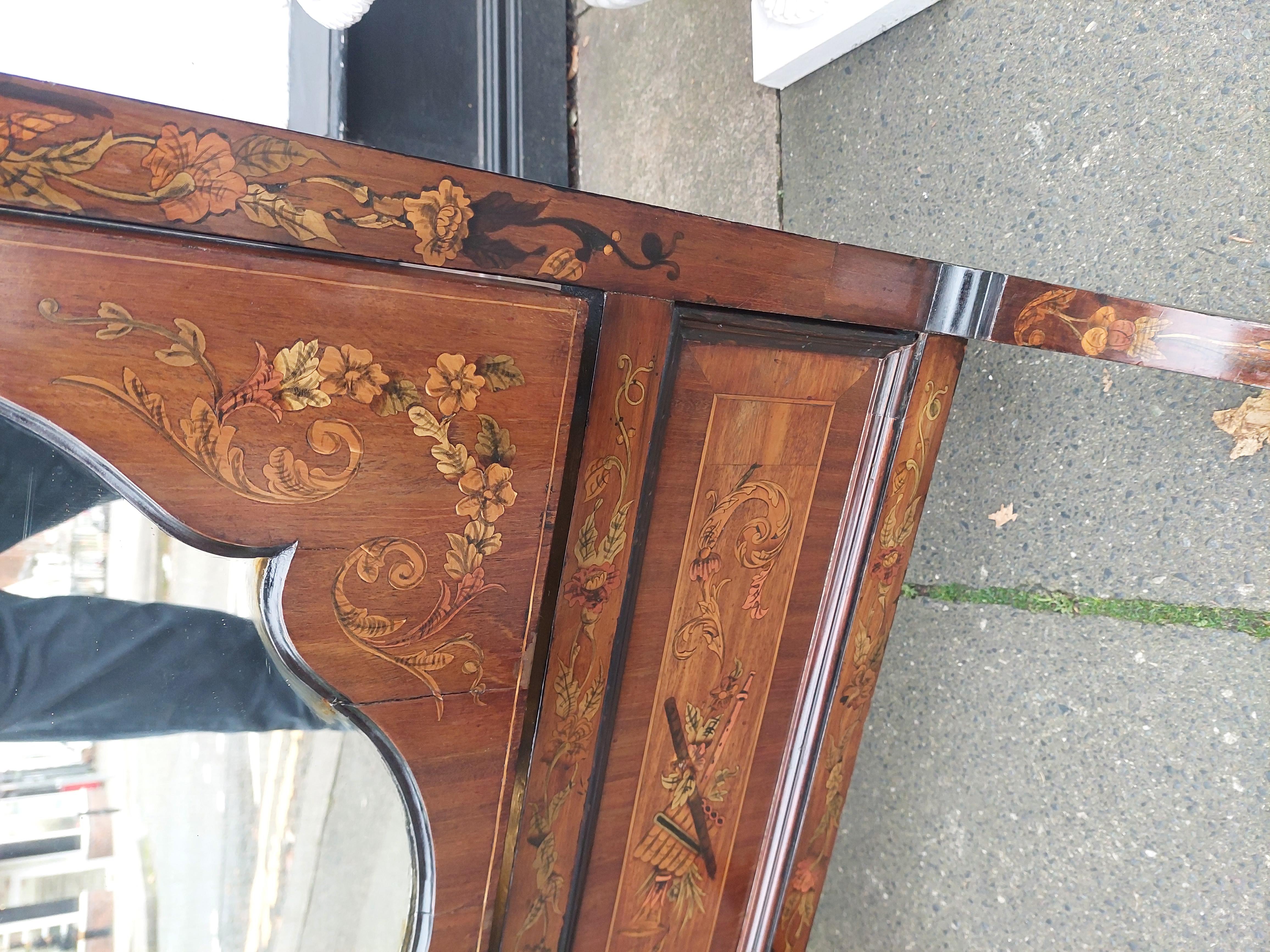 Palissandro Specchio chevale intarsiato in palissandro e intarsio del XIX secolo in vendita